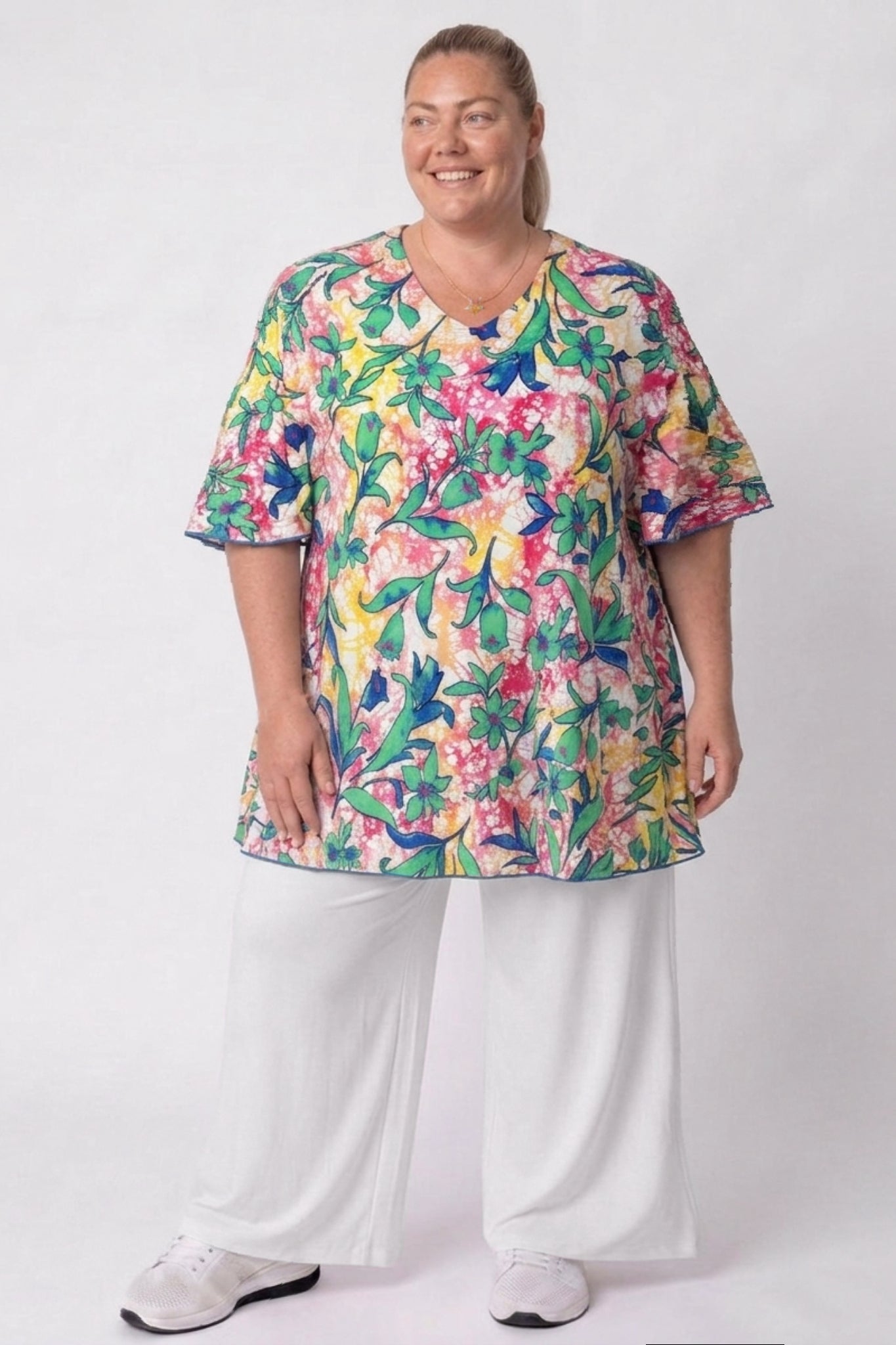 Top Karin 90cm | Spring Watercolor | Vlindermouw | Travelstof