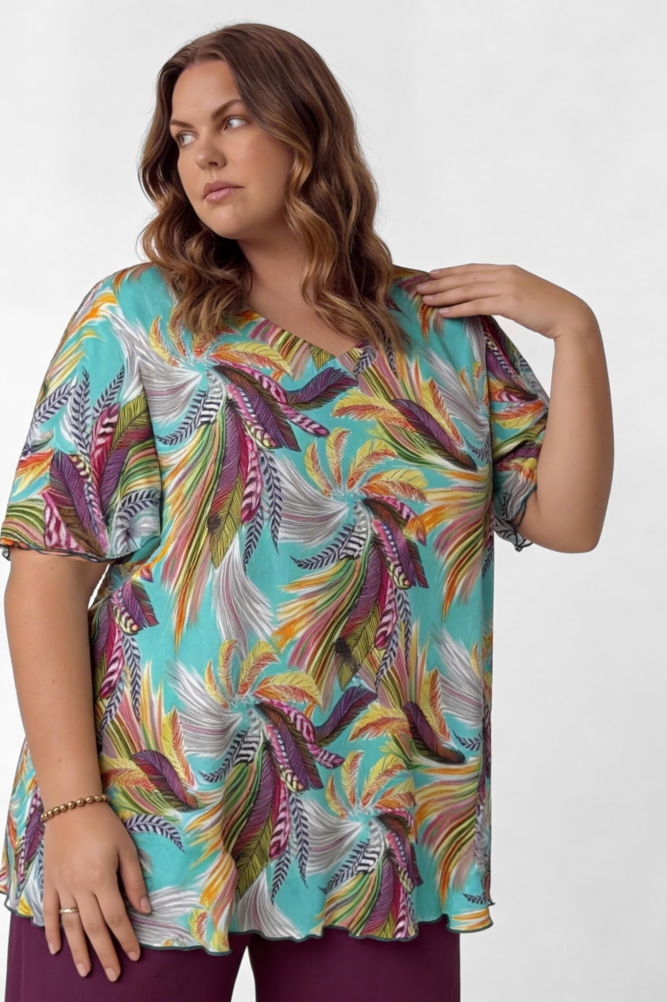 Top Karin 90cm | Vlindermouw | Feather Flow | Travelstof Venezia