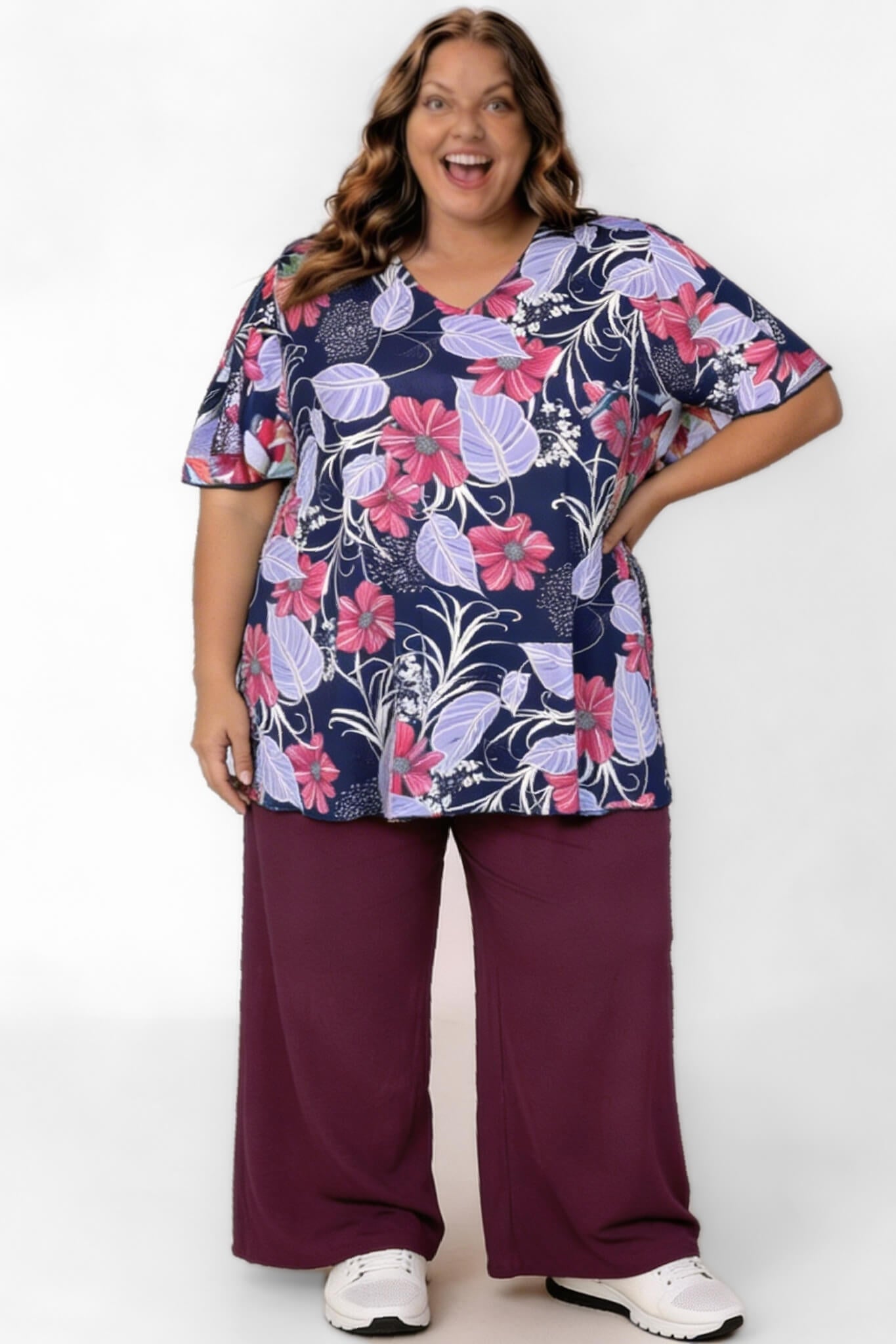 Top Karin 90cm | Vlindermouw | Harmony Bloom | Travelstof Venezia