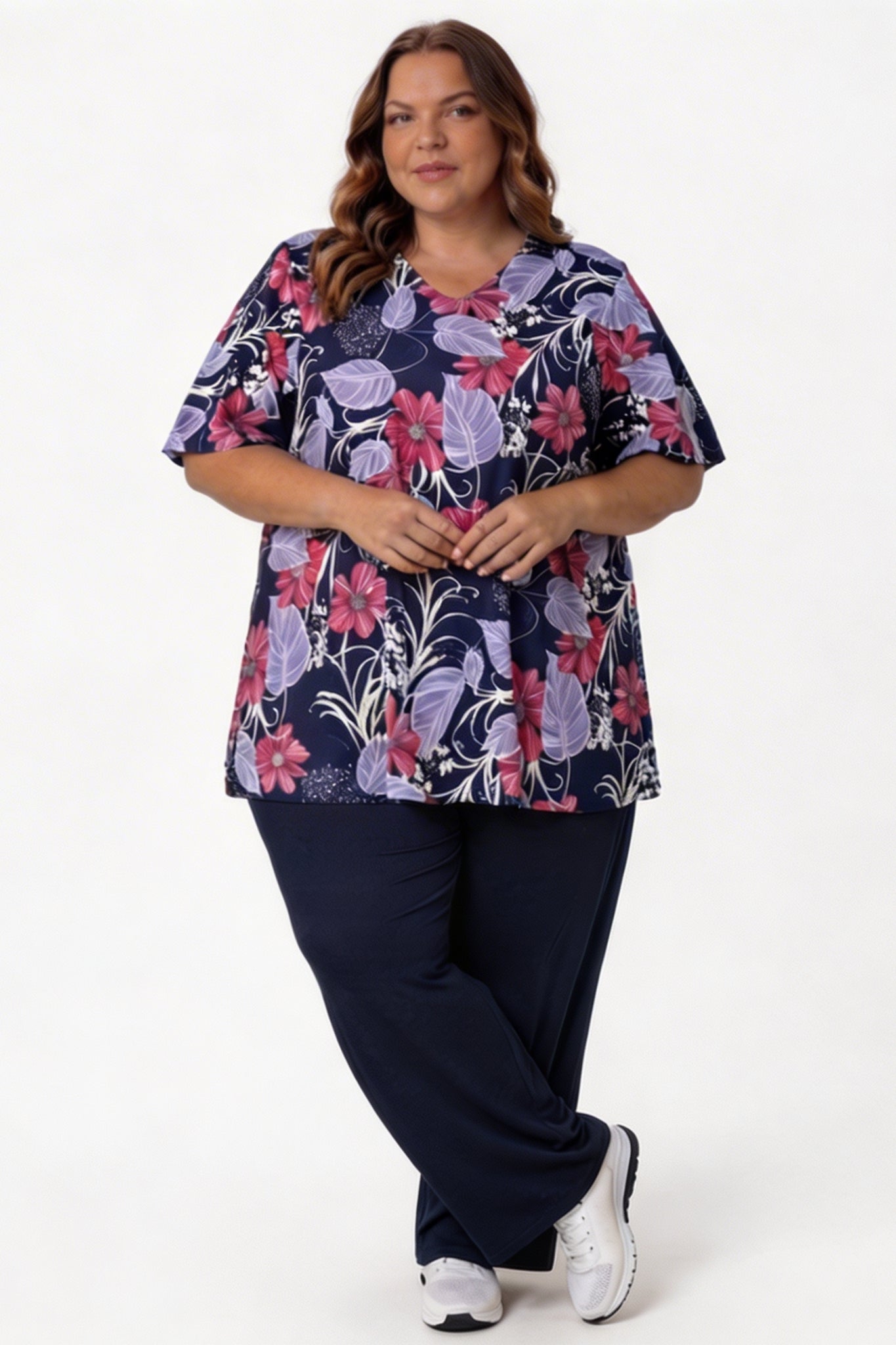 Top Karin 90cm | Vlindermouw | Harmony Bloom | Travelstof Venezia