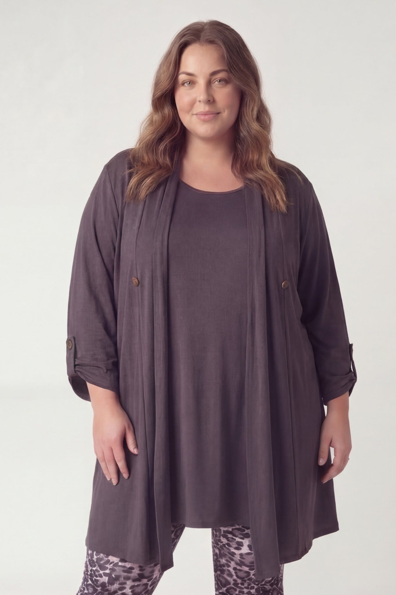 Vest Renske | Viscose | Oprol mouwen | 100cm