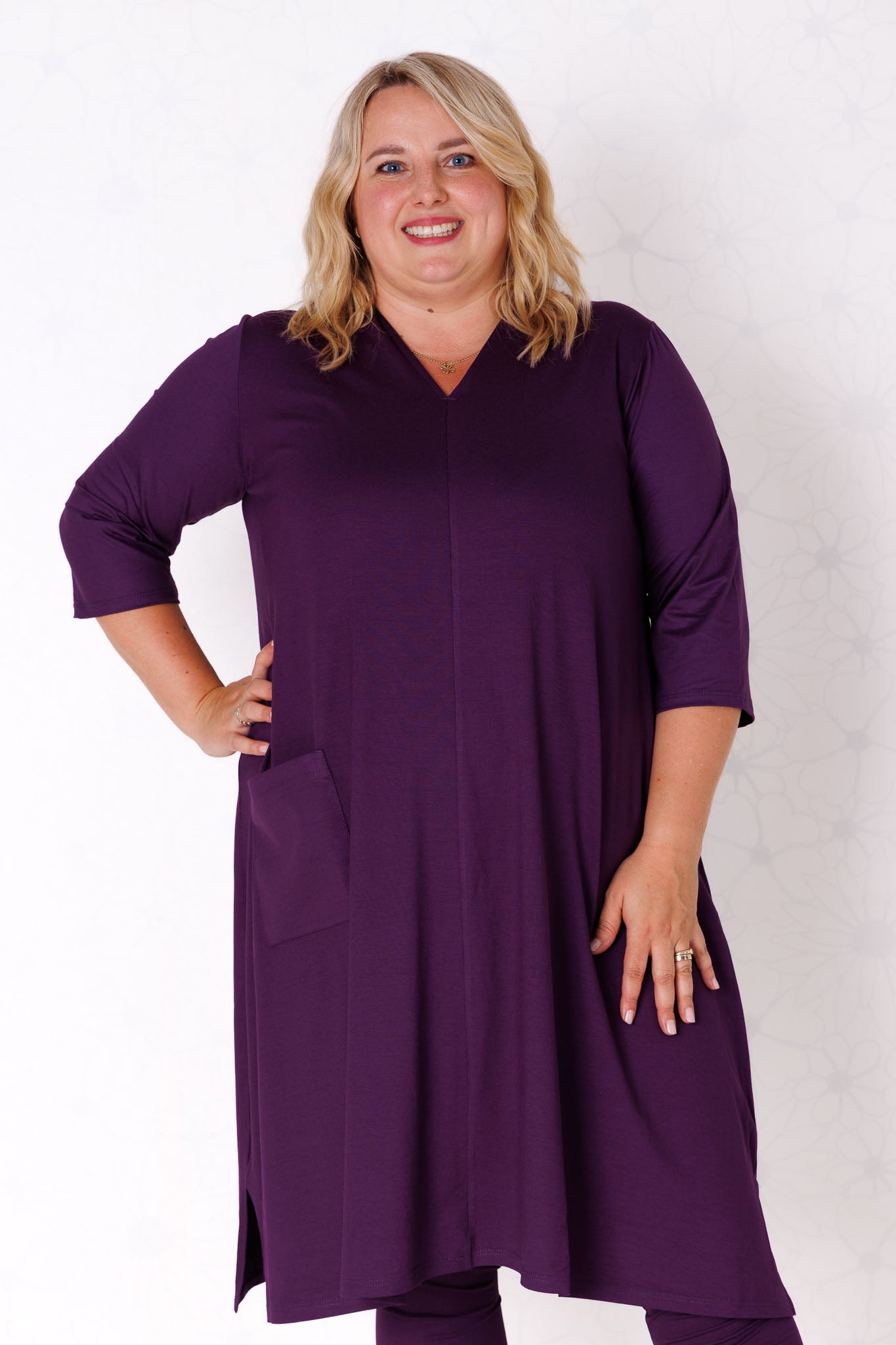 Tuniek Gonny | A-lijn | 3/4 mouw | viscose | 110 cm