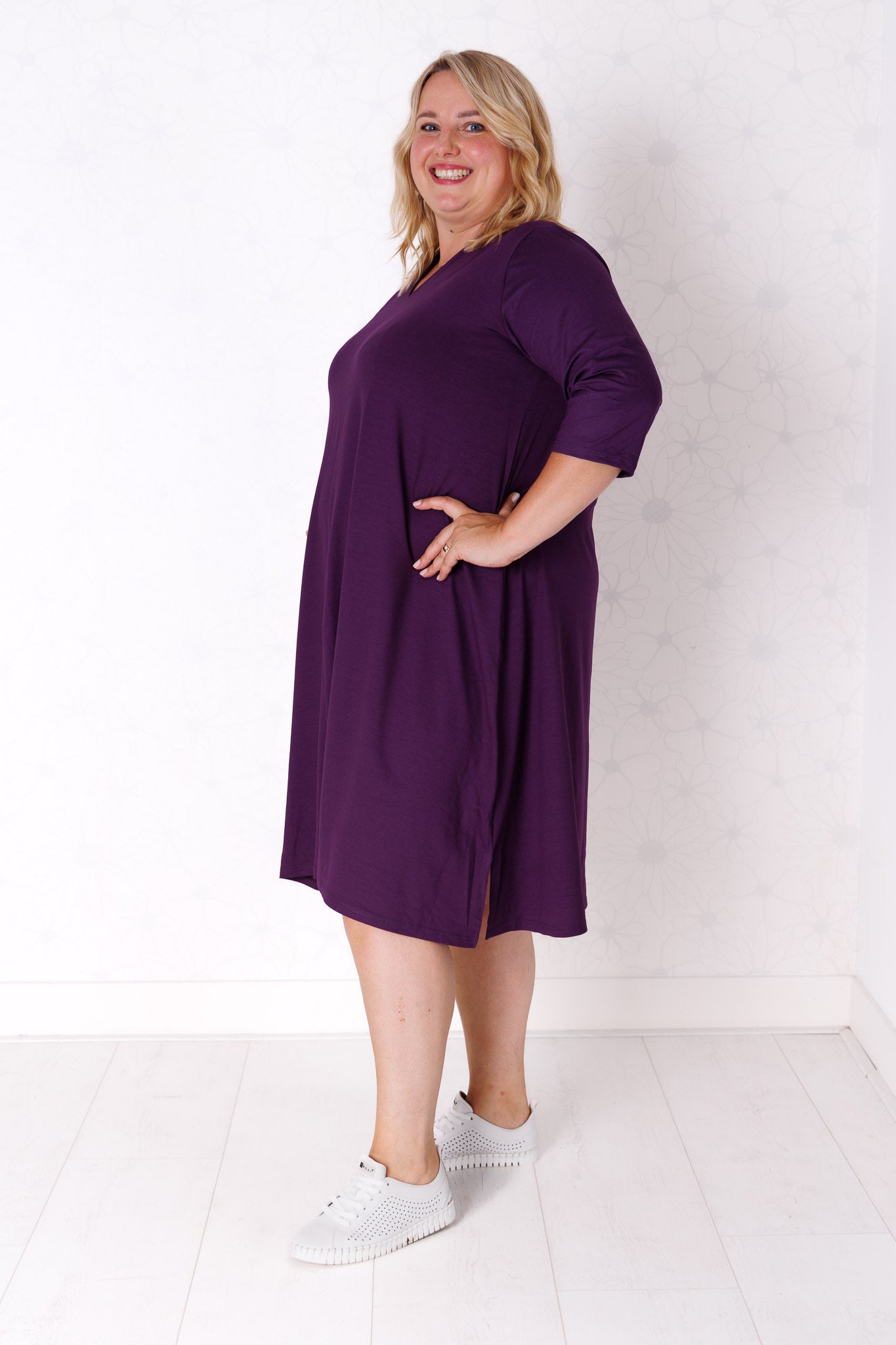 Tuniek Gonny | A-lijn | 3/4 mouw | viscose | 110 cm