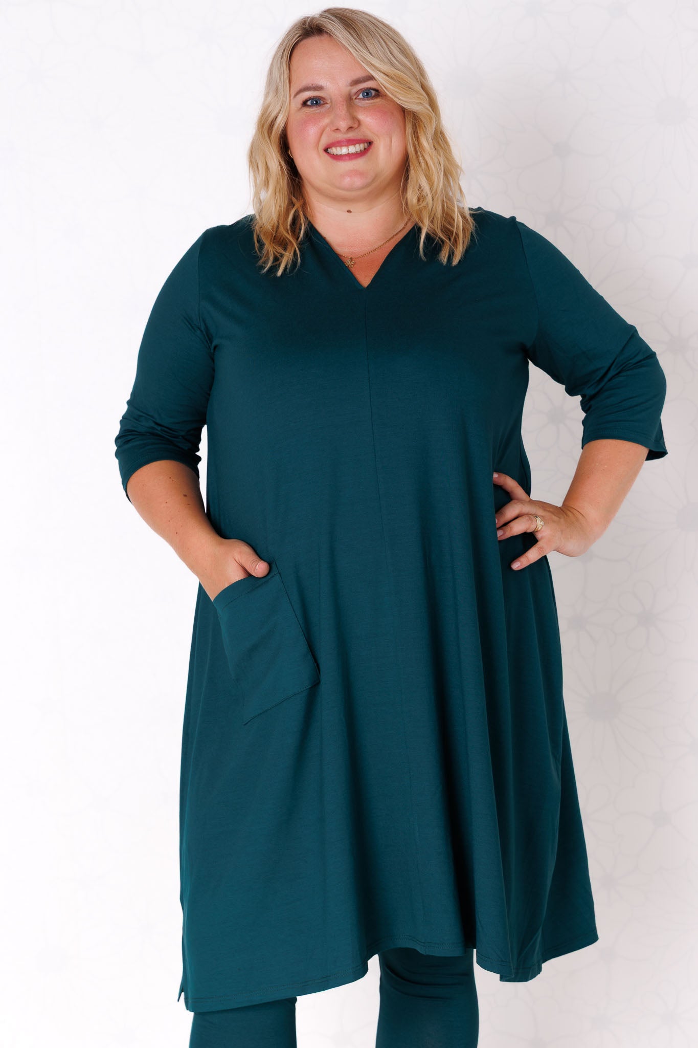 Tuniek Gonny | A-lijn | 3/4 mouw | viscose | 110 cm