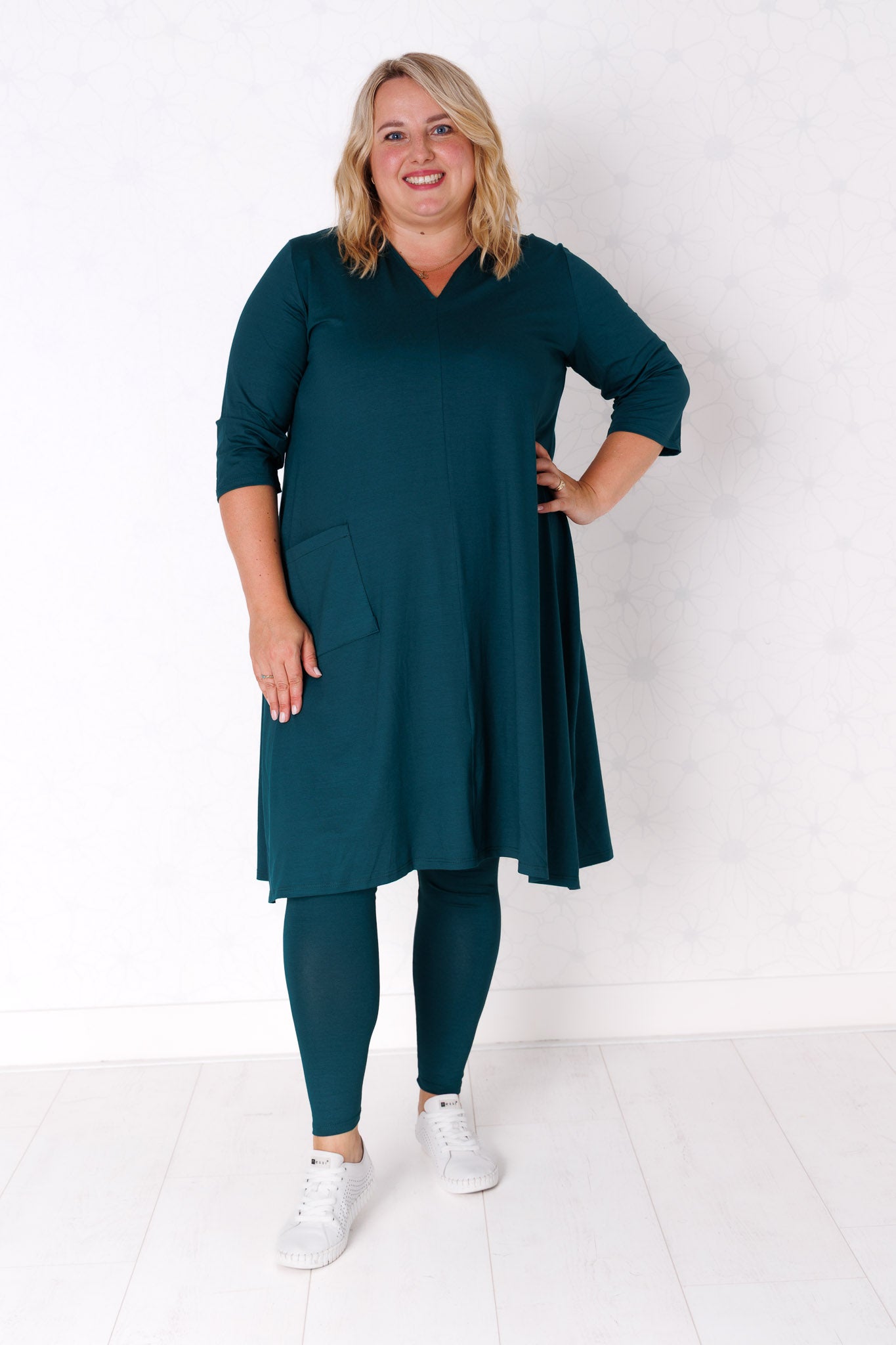 Tuniek Gonny | A-lijn | 3/4 mouw | viscose | 110 cm