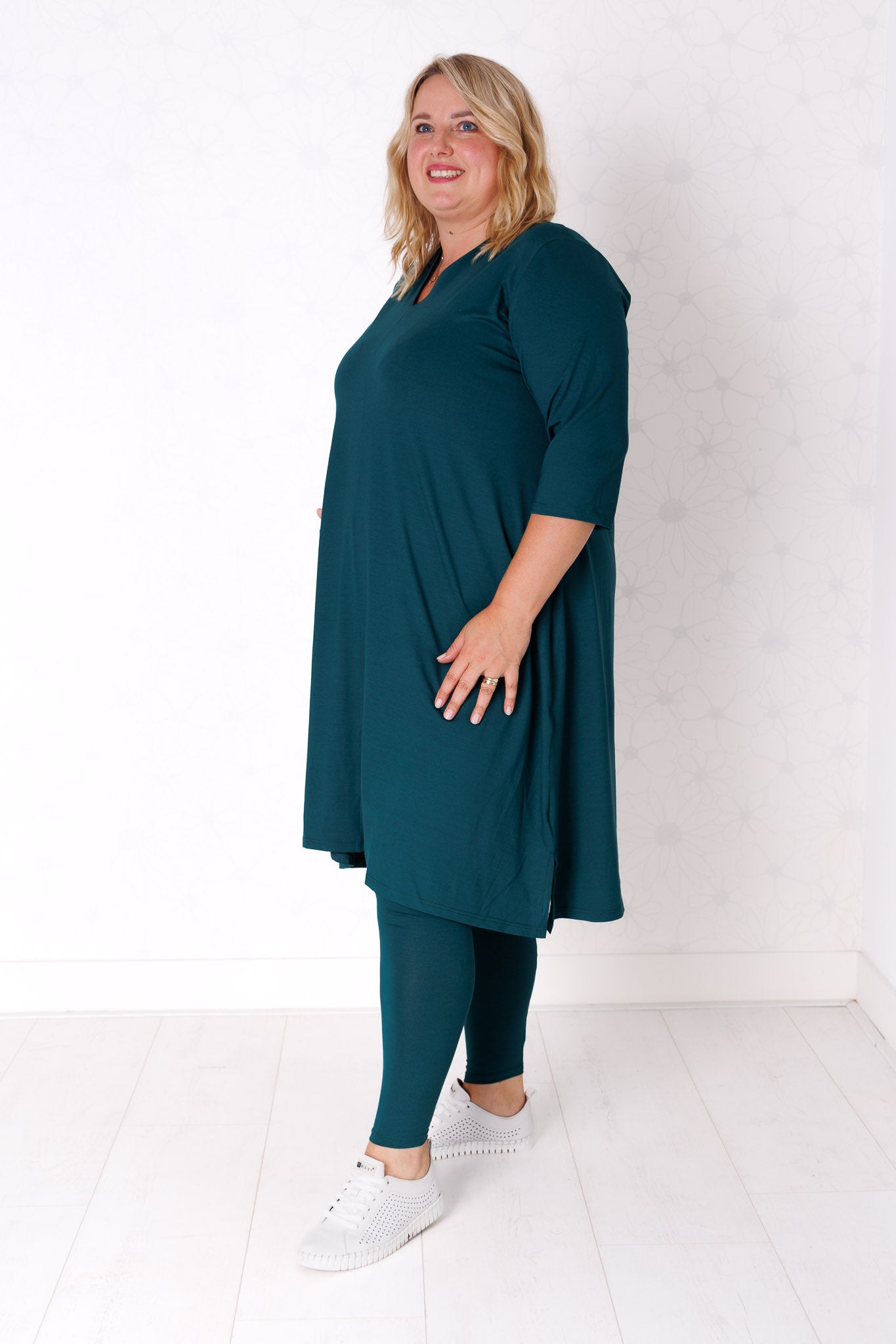 Tuniek Gonny | A-lijn | 3/4 mouw | viscose | 110 cm