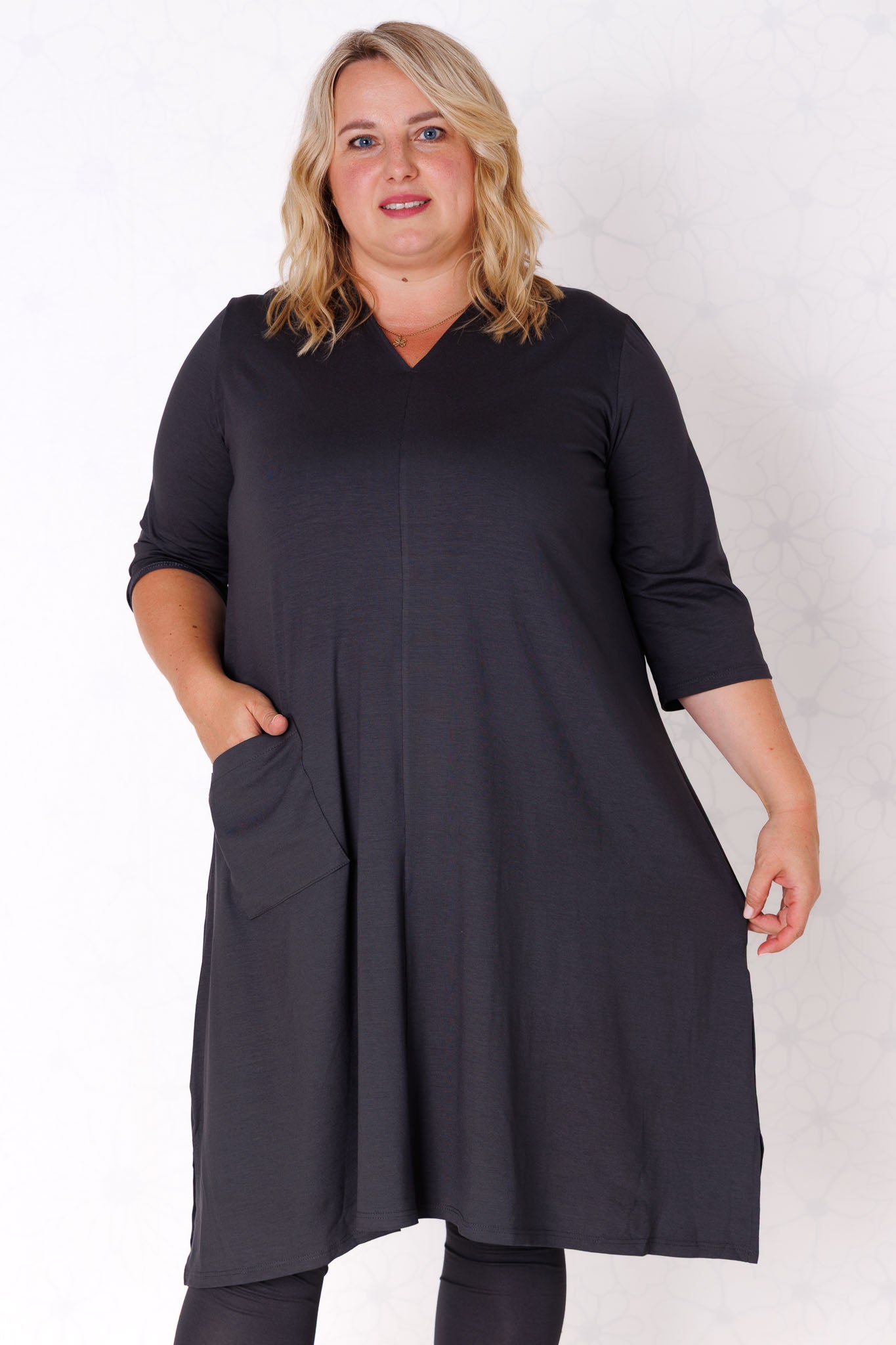 Tuniek Gonny | A-lijn | 3/4 mouw | viscose | 110 cm