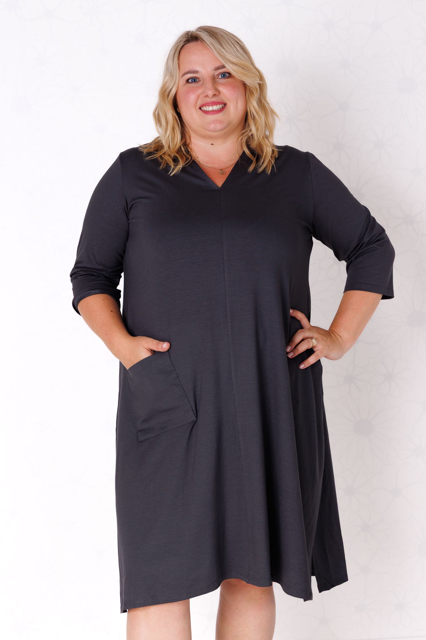 Tuniek Gonny | A-lijn | 3/4 mouw | viscose | 110 cm