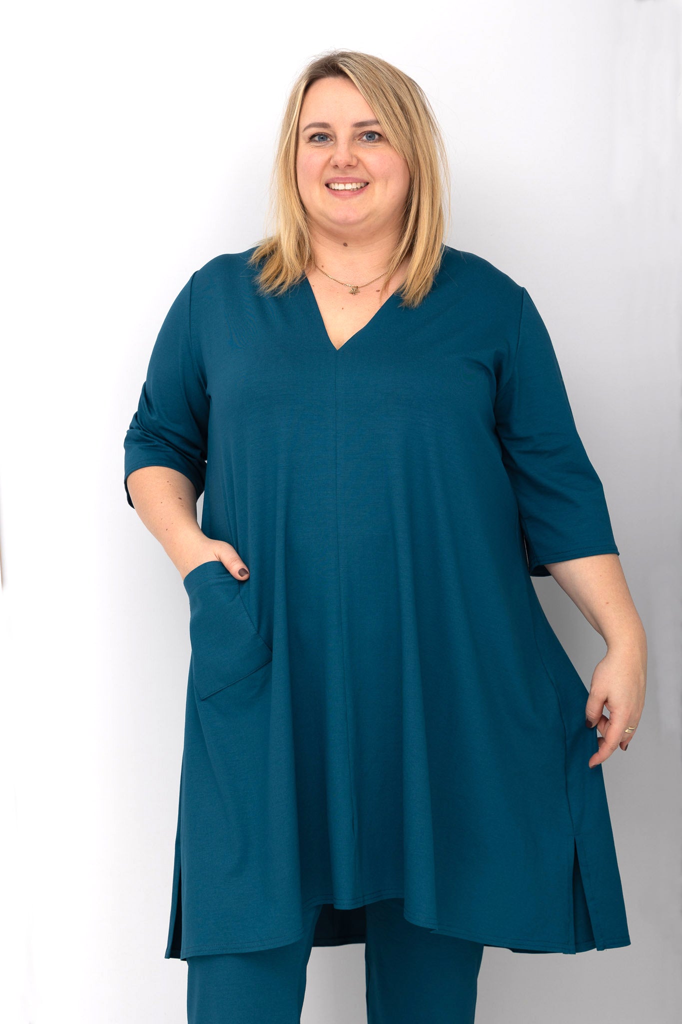 Tuniek Gonny | A-lijn | 3/4 mouw | viscose | 110 cm