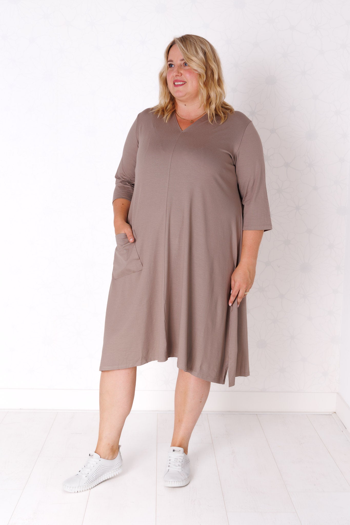 Tuniek Gonny | A-lijn | 3/4 mouw | viscose | 110 cm