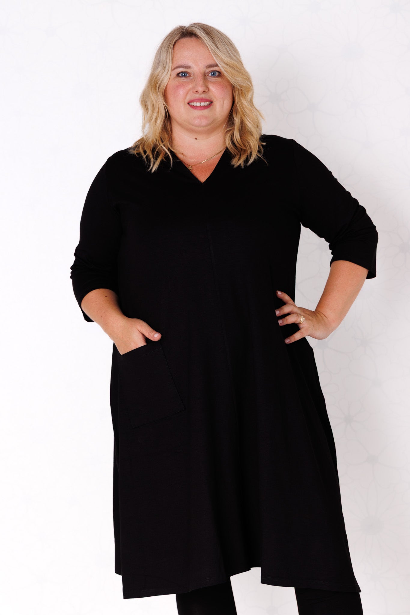 Tuniek Gonny | A-lijn | 3/4 mouw | viscose | 110 cm