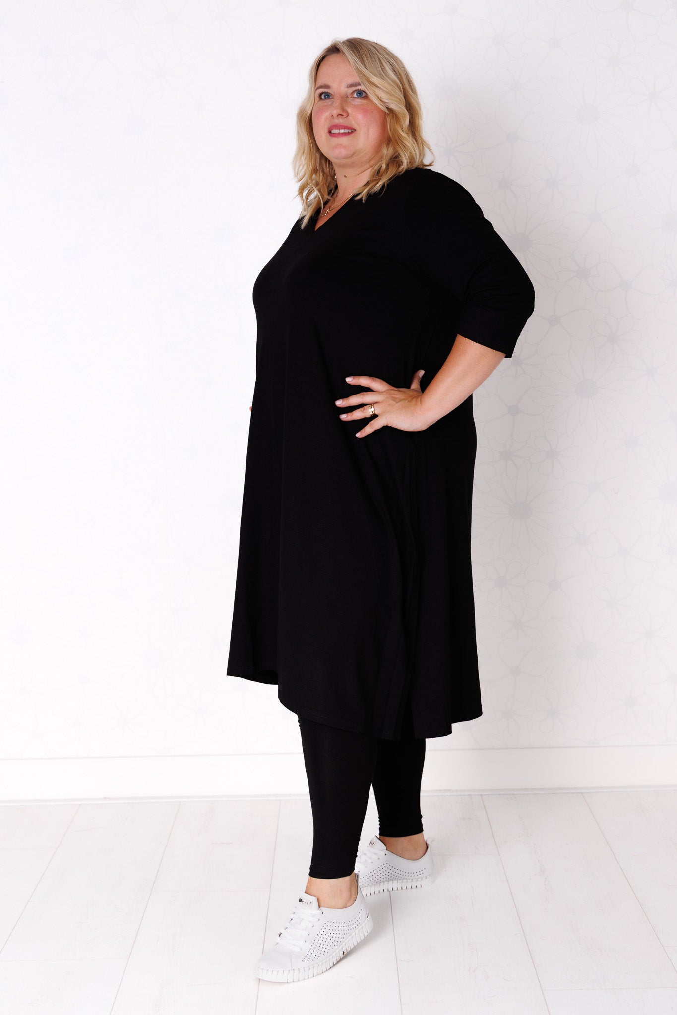 Tuniek Gonny | A-lijn | 3/4 mouw | viscose | 110 cm