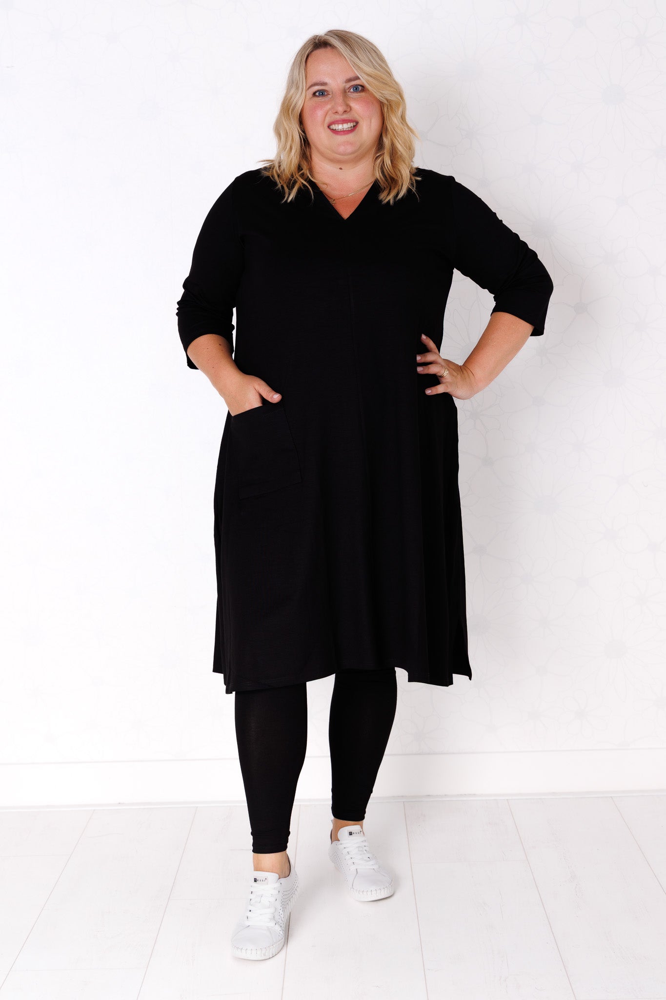 Tuniek Gonny | A-lijn | 3/4 mouw | viscose | 110 cm
