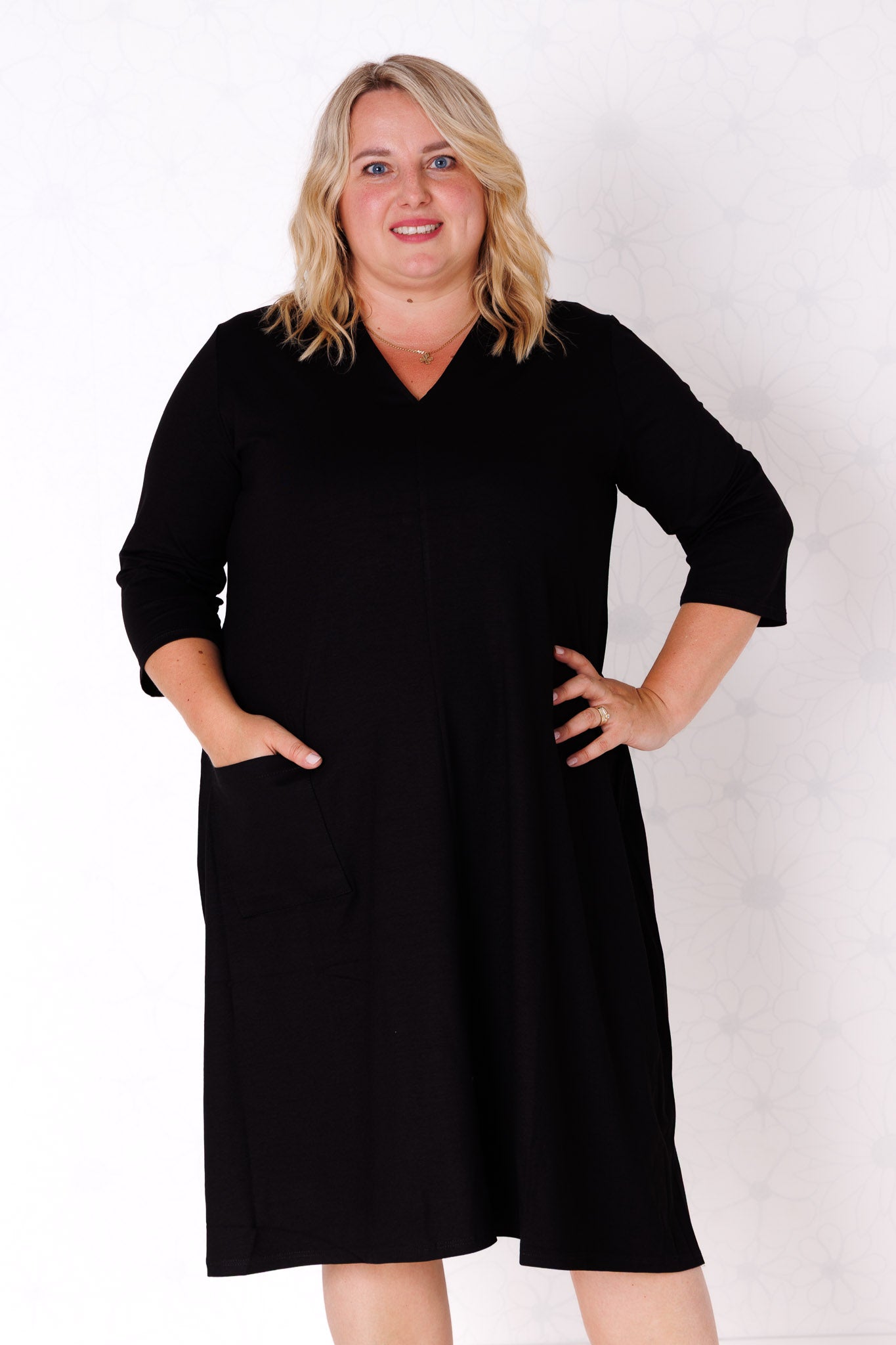 Tuniek Gonny | A-lijn | 3/4 mouw | viscose | 110 cm