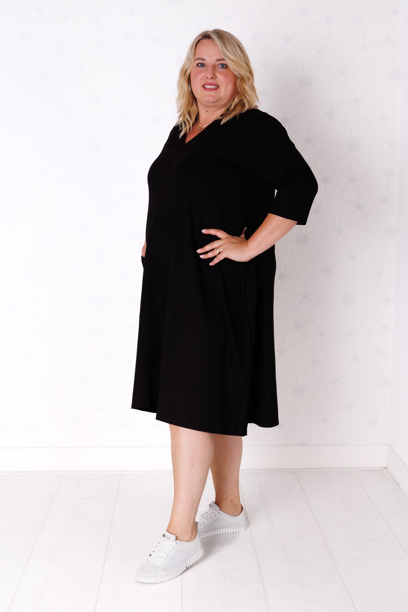 Tuniek Gonny | A-lijn | 3/4 mouw | viscose | 110 cm