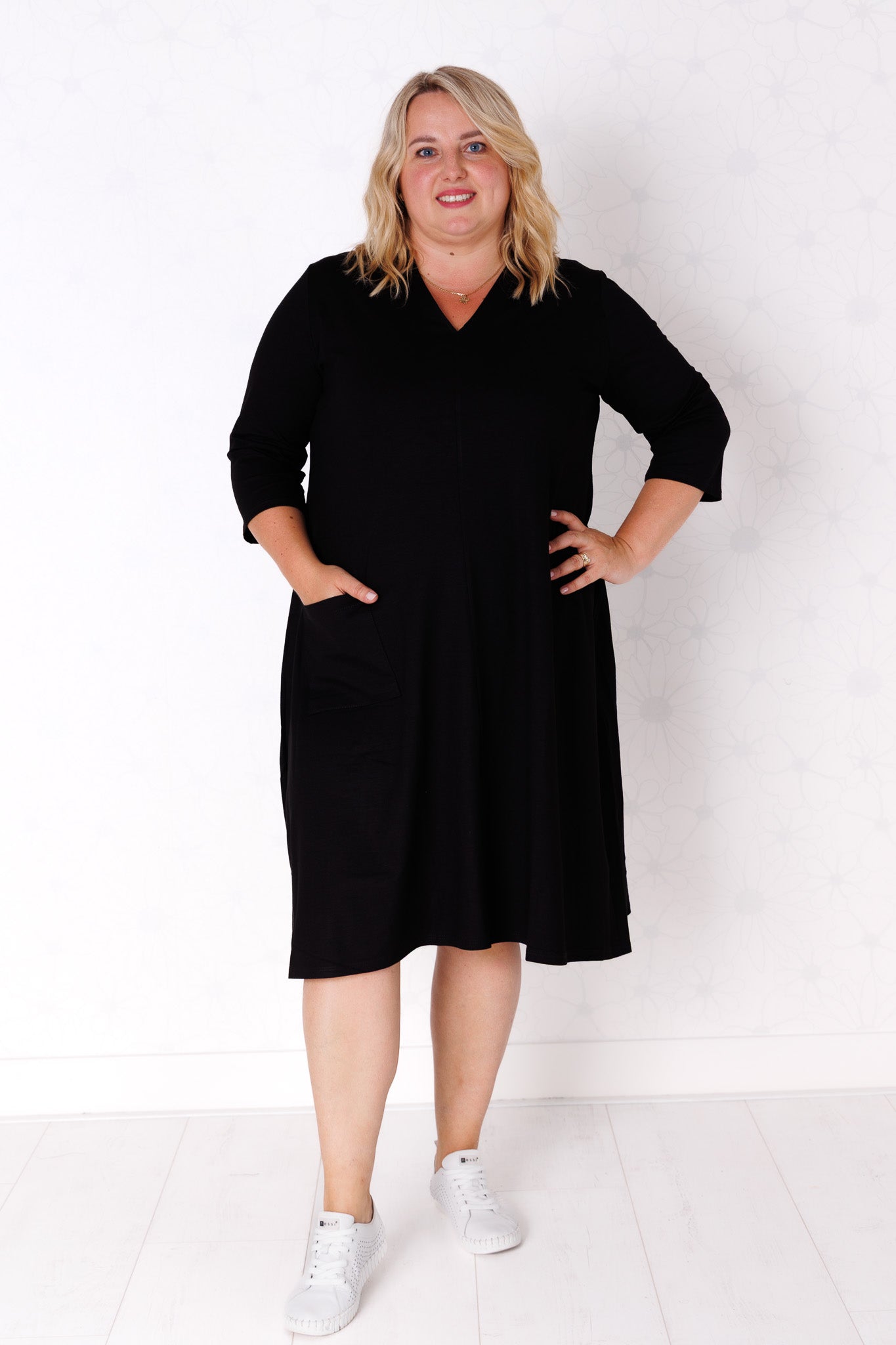 Tuniek Gonny | A-lijn | 3/4 mouw | viscose | 110 cm