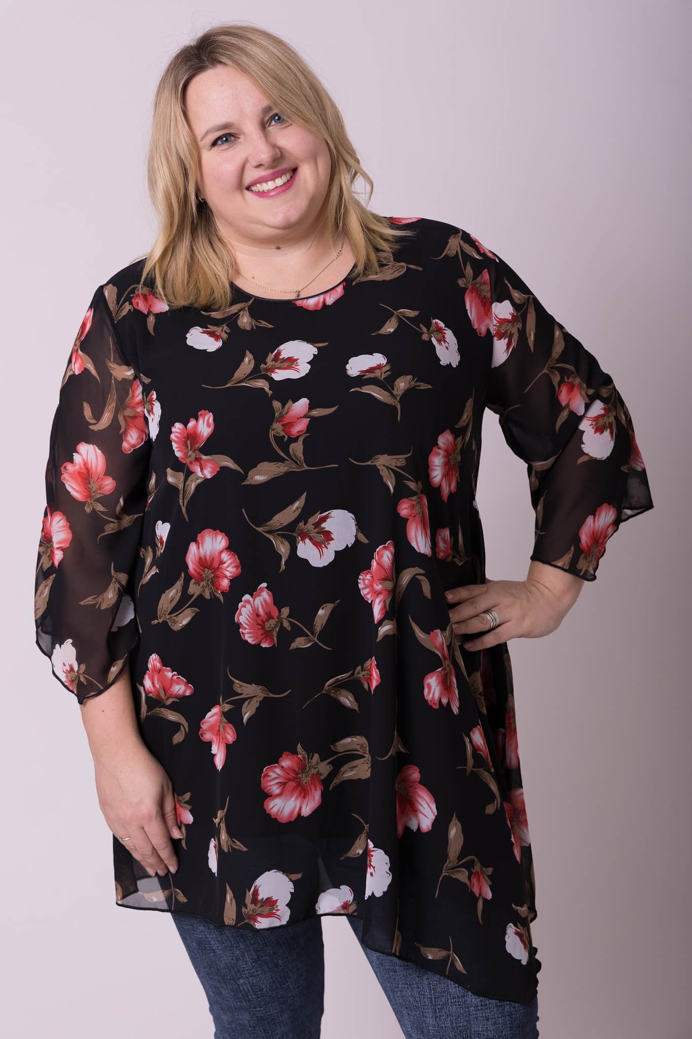 Tuniek Lotte asymmetrisch chiffon zrb
