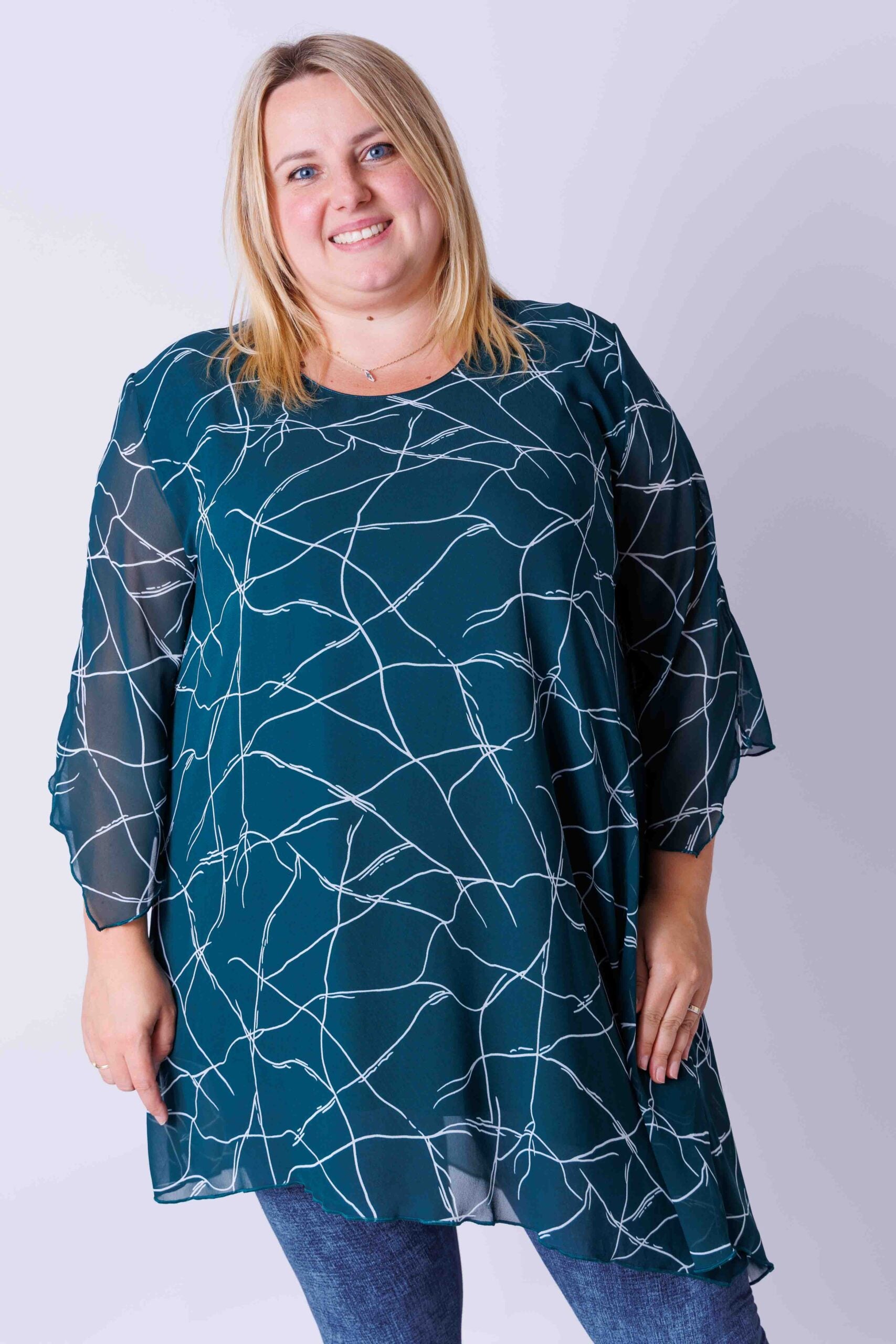 Tuniek Lotte barsten op groen chiffon