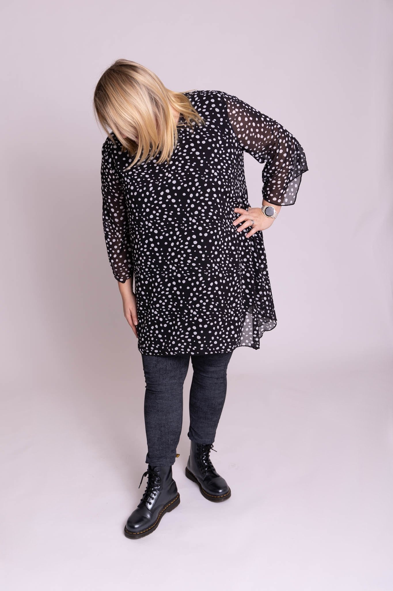 Winterlegging als broek met zakken in jeans look zwart t/m maat 60
