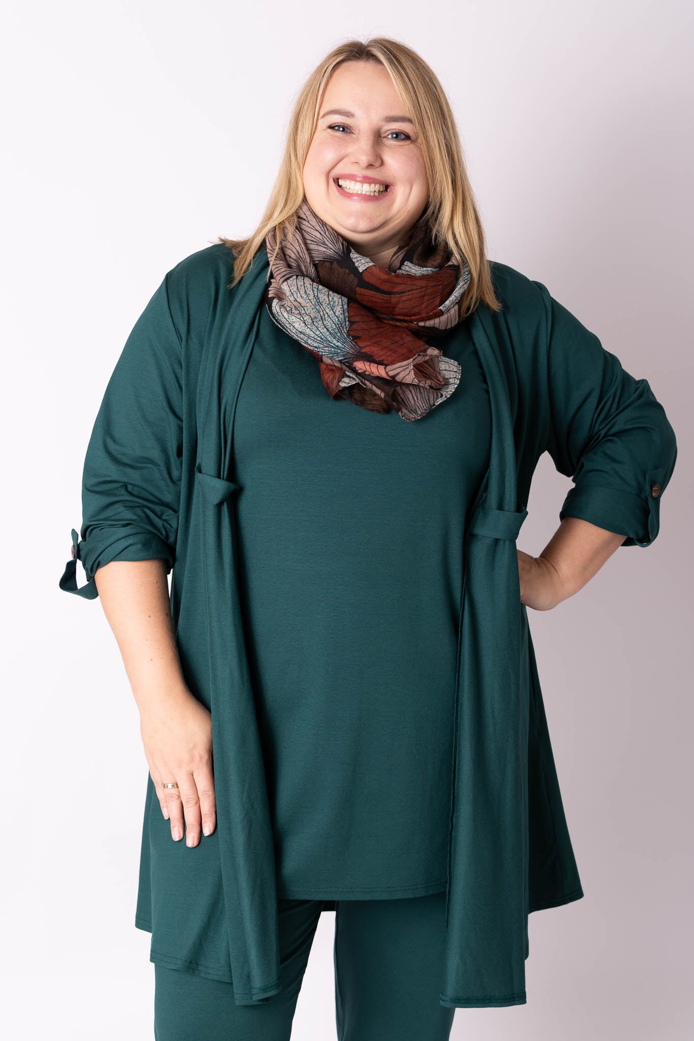 Sjaal bruine tinten en blauw