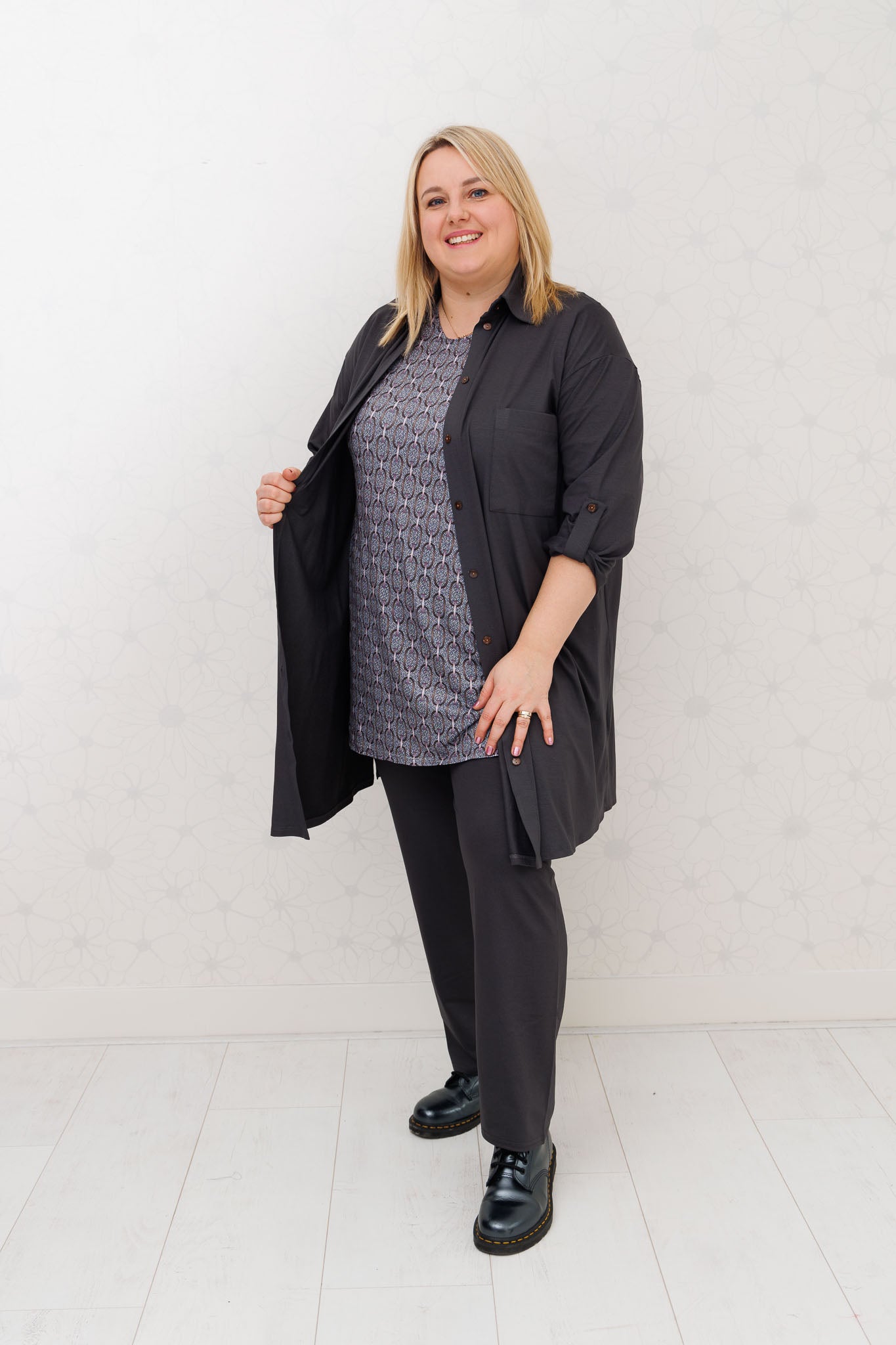 Shirt Eva grafiet-paars-bruin kettinkjes 90 cm kimo