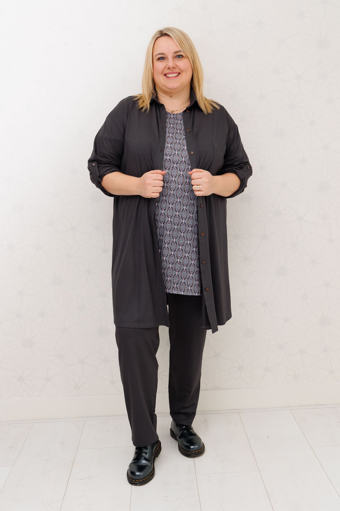 Shirt Eva grafiet-paars-bruin kettinkjes 90 cm kimo