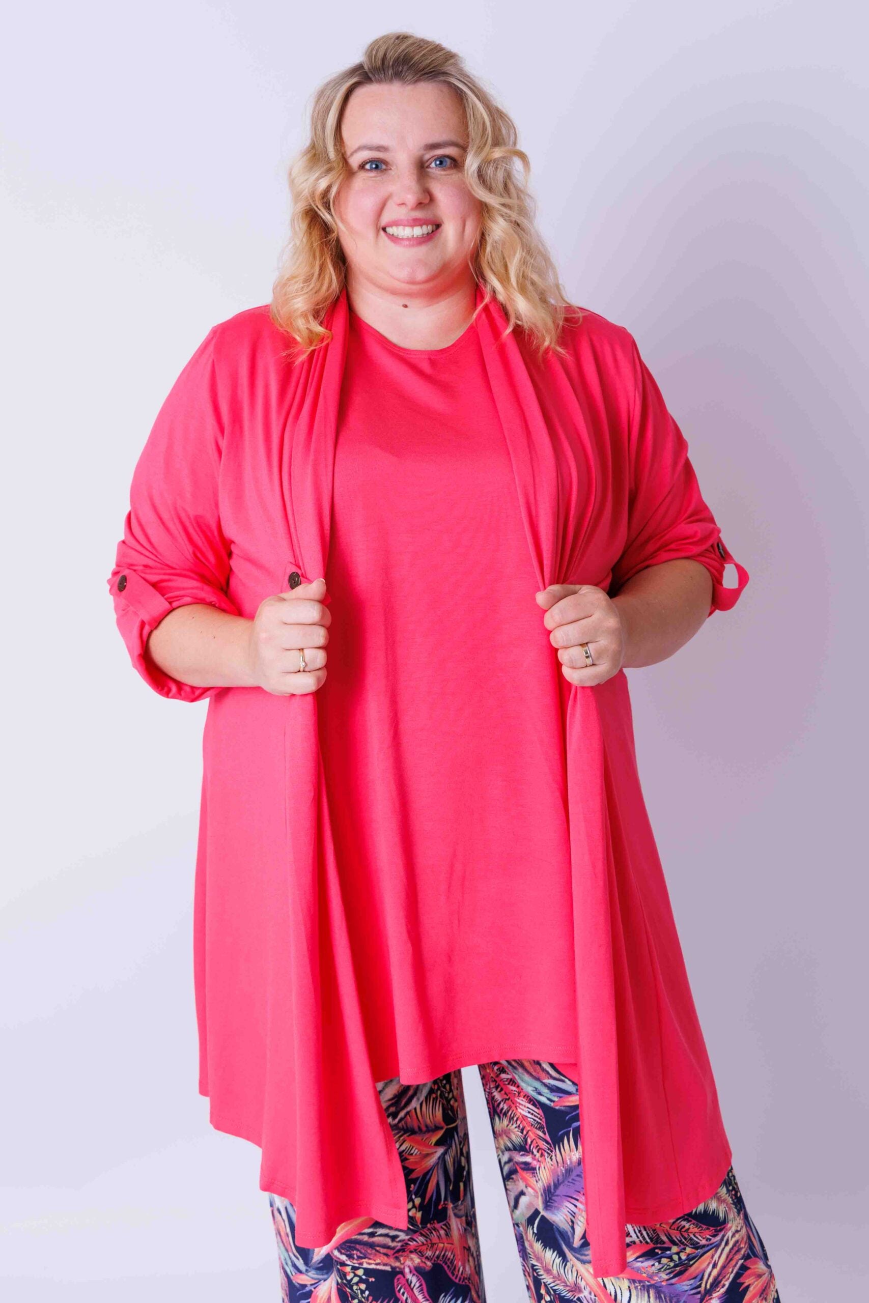 Vest Renske koraalrood 100 cm viscose