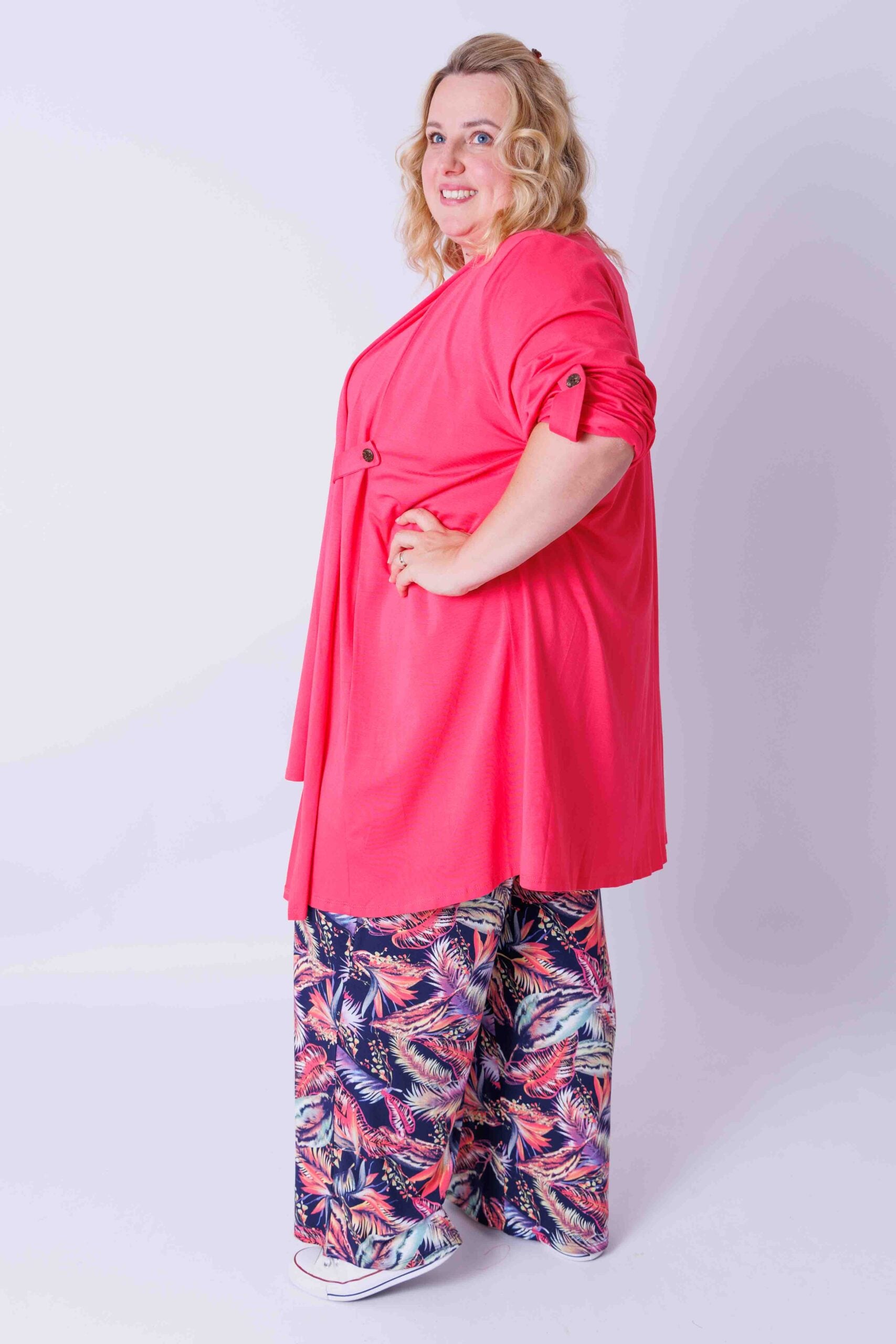 Vest Renske koraalrood 100 cm viscose