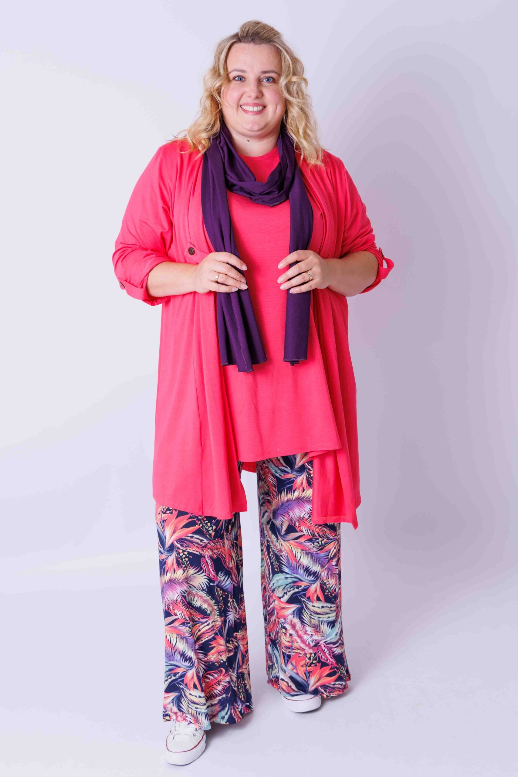 Wijde broek Judith abstracte veren viscose