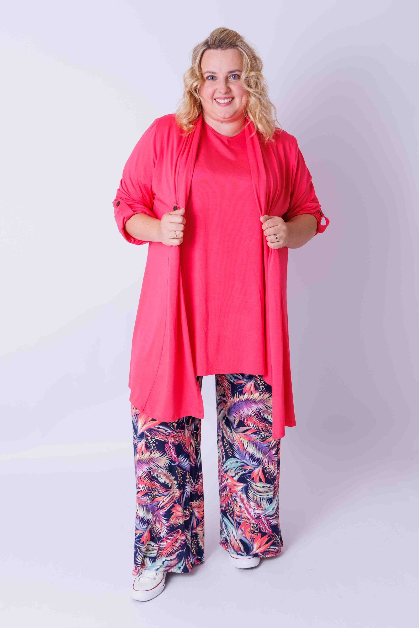 Vest Renske koraalrood 100 cm viscose