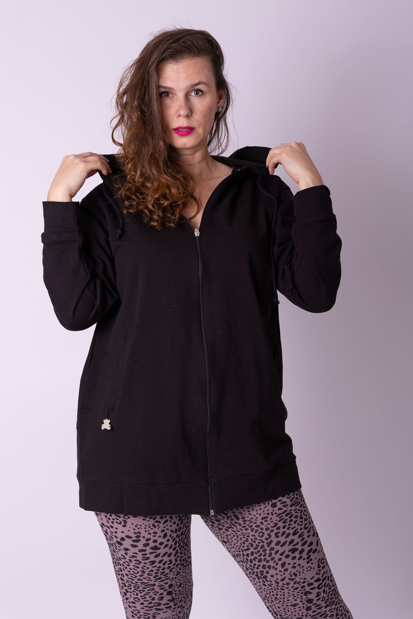 Vest met rits en capuchon katoen 92-95 cm