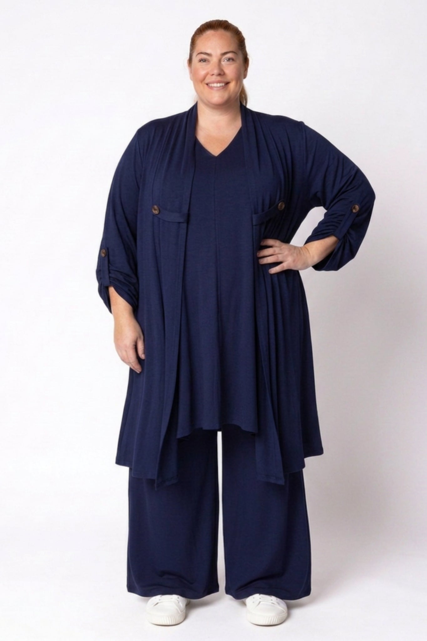 Vest Renske | Viscose | Oprol mouwen | 120cm