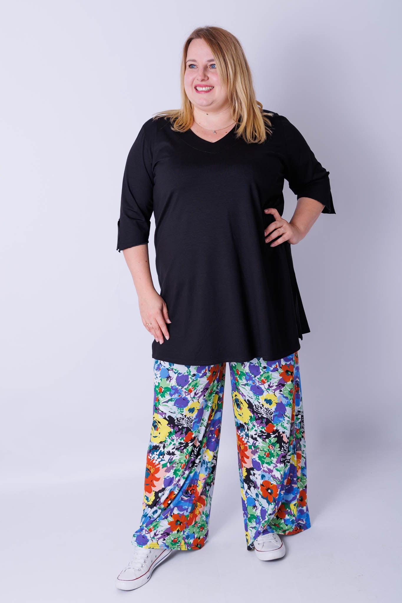 Wijde broek Judith zomerse weide viscose