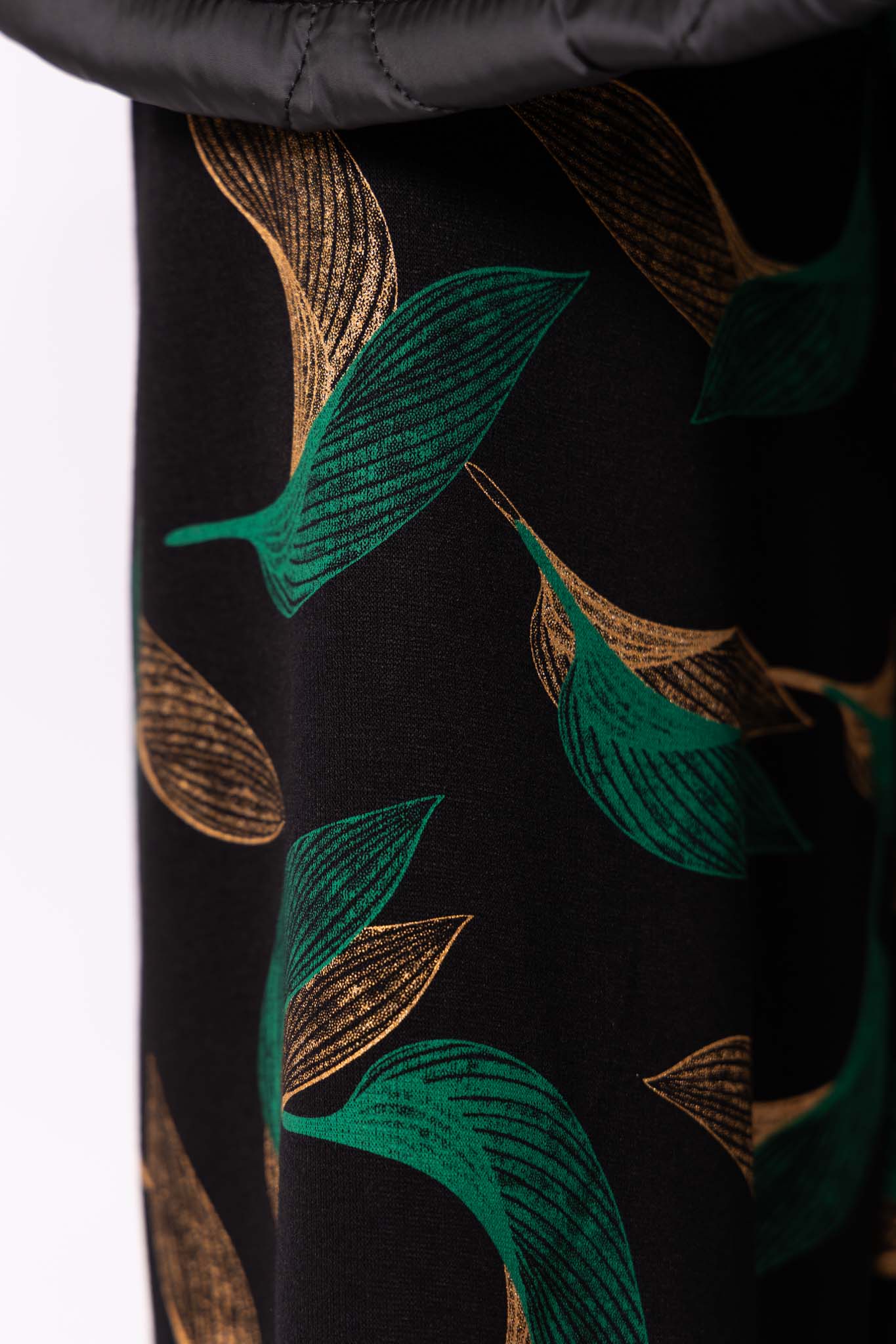 Wijde broek Judith goud groene bladeren