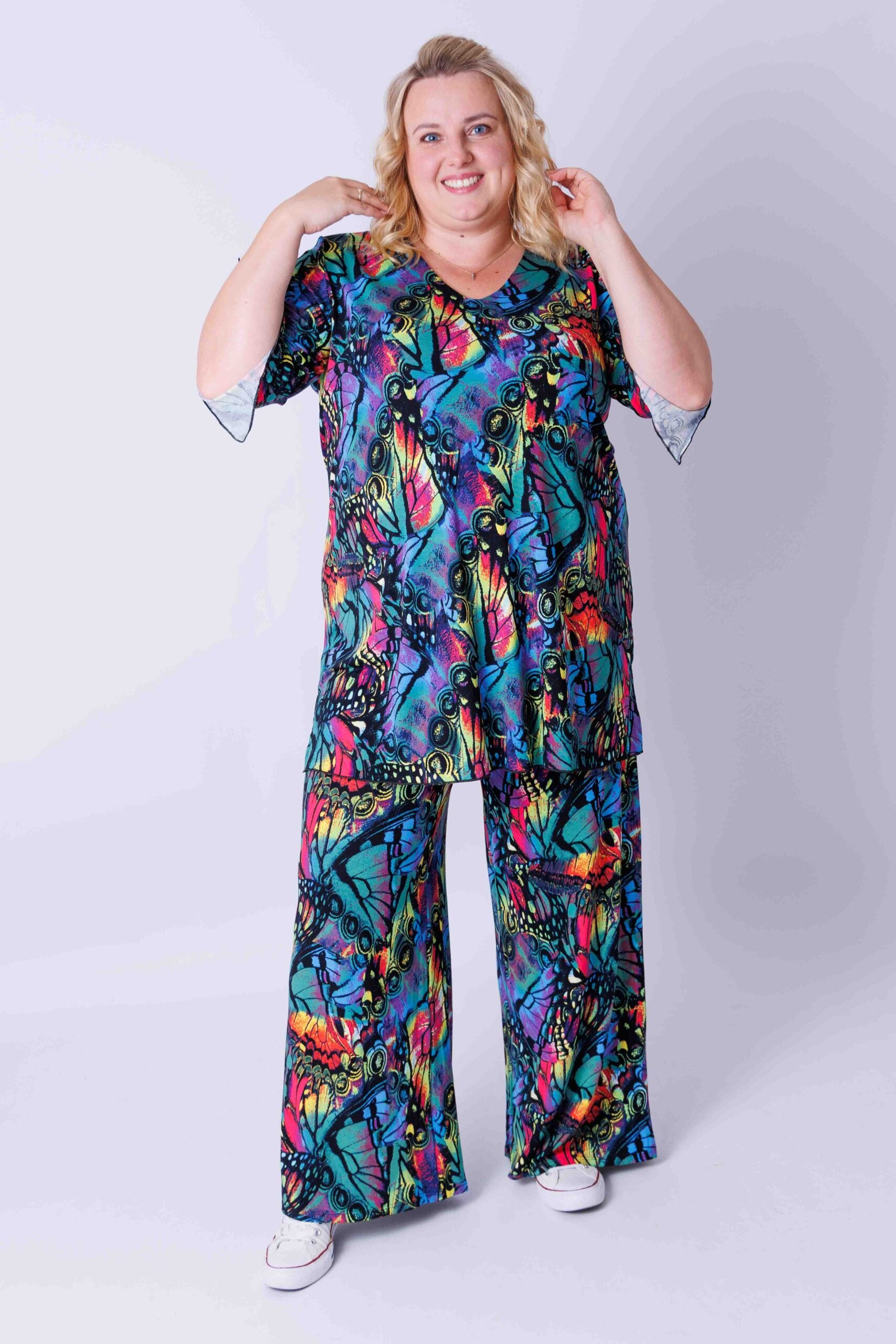 Wijde broek Judith vlinder abstract viscose