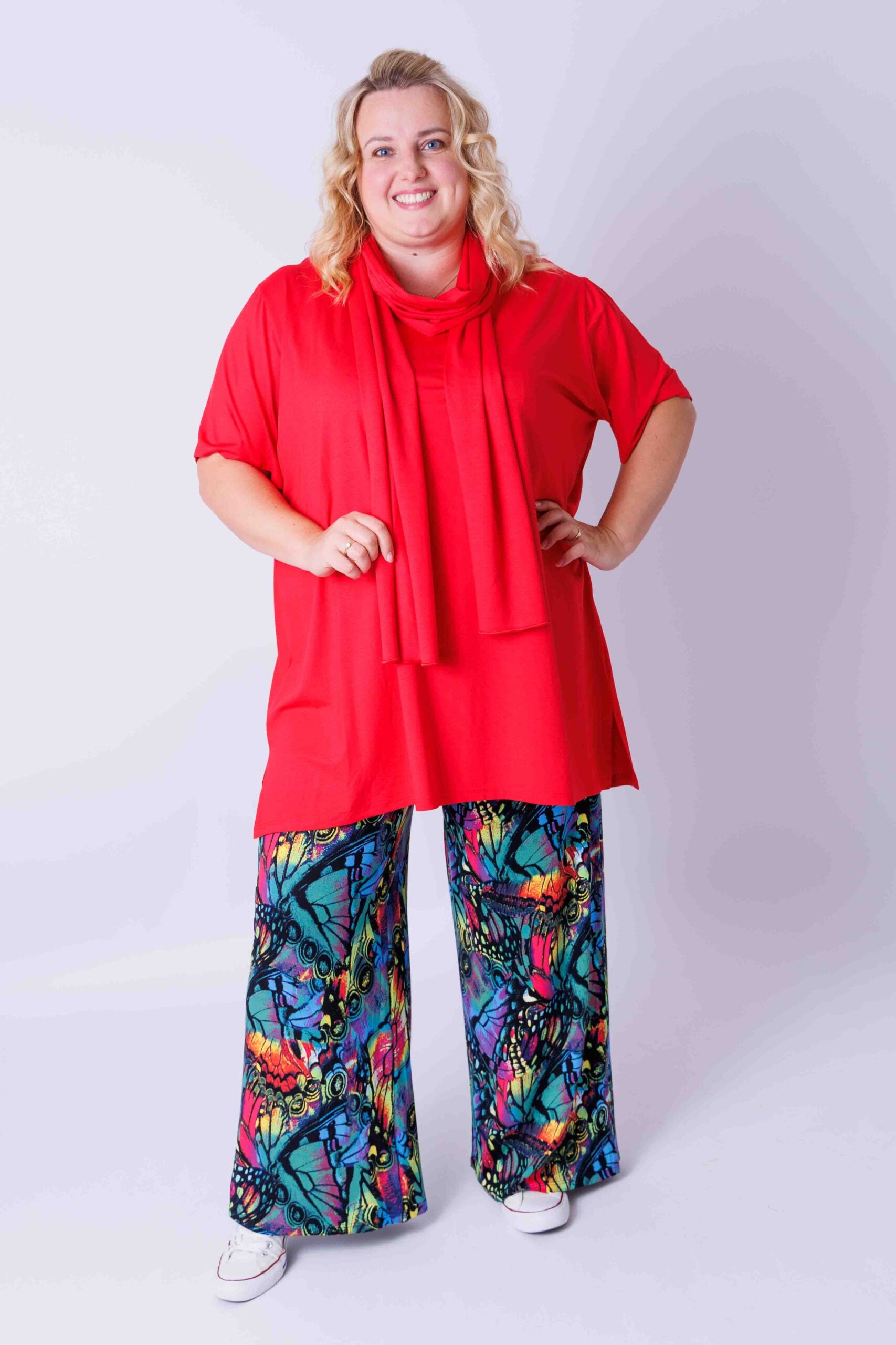 Wijde broek Judith vlinder abstract viscose