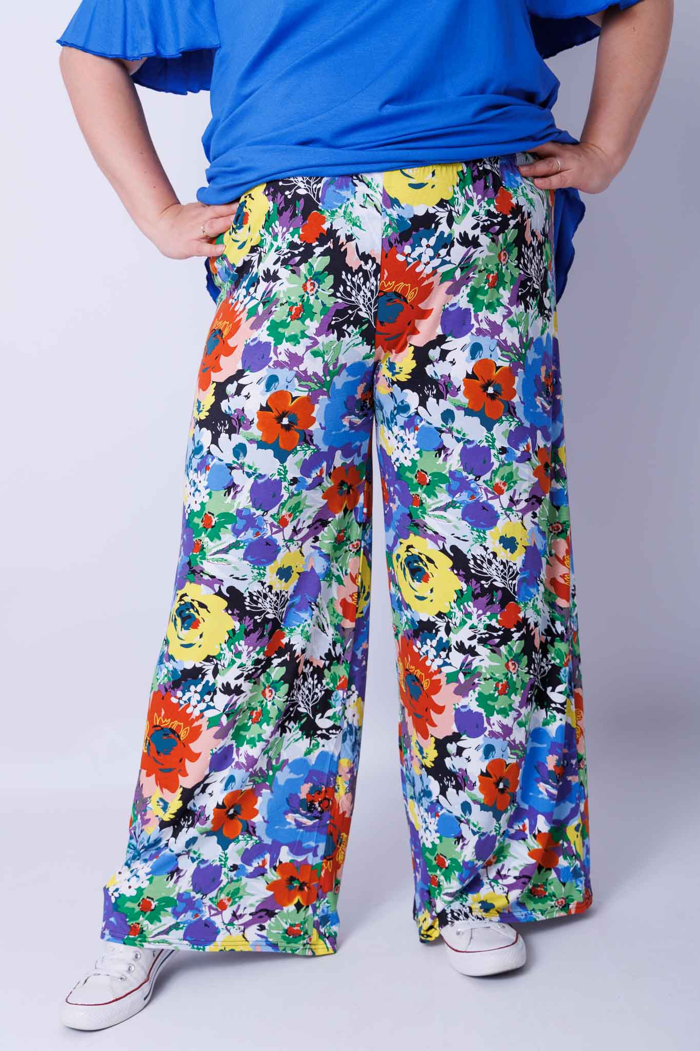 Wijde broek Judith zomerse weide viscose