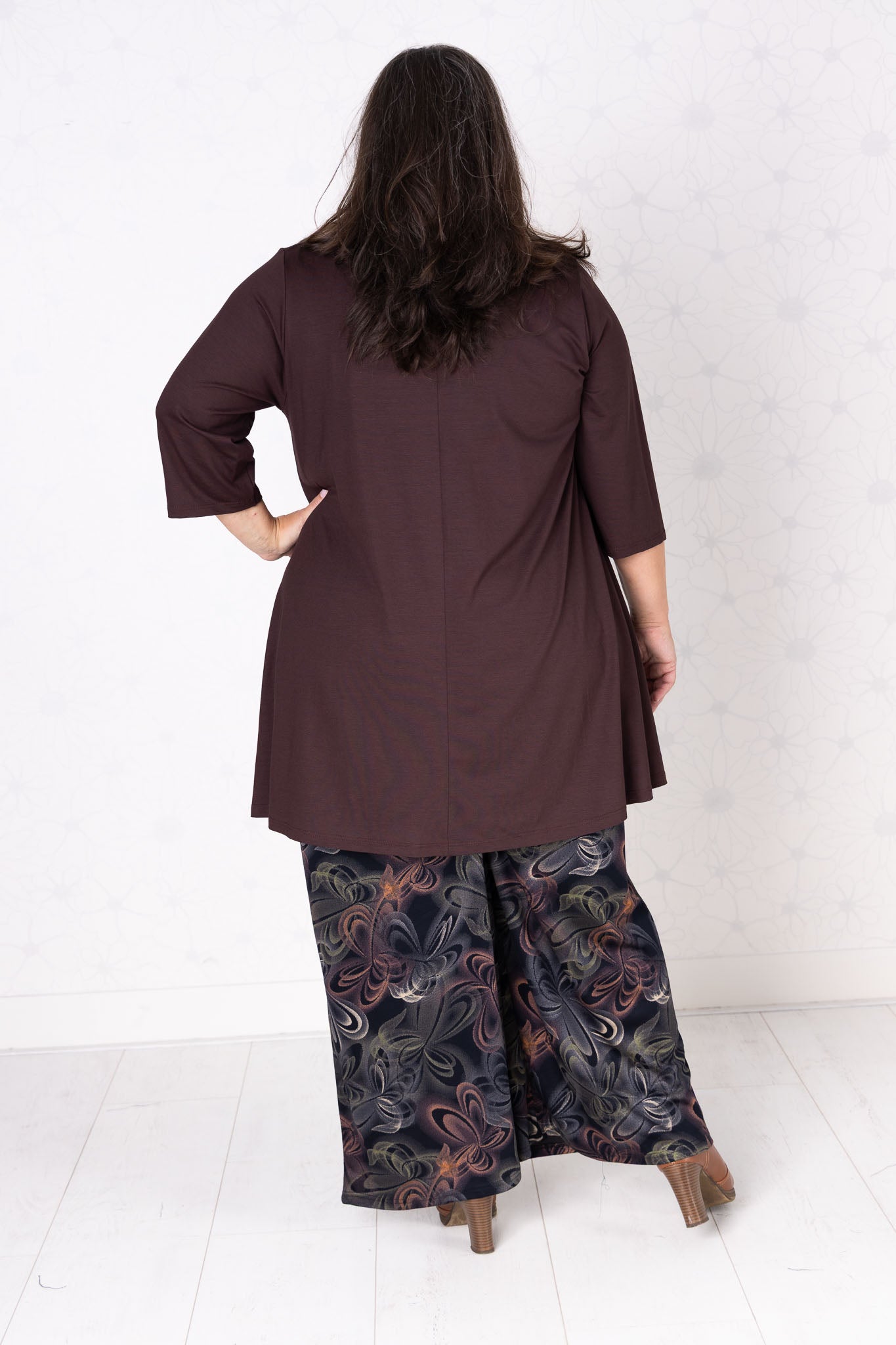Wijde broek Suzette | Vlinder Abstract Bruin Zwart| Modal