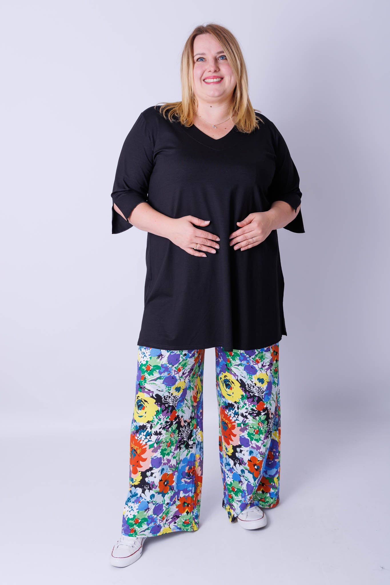 Wijde broek Judith zomerse weide viscose