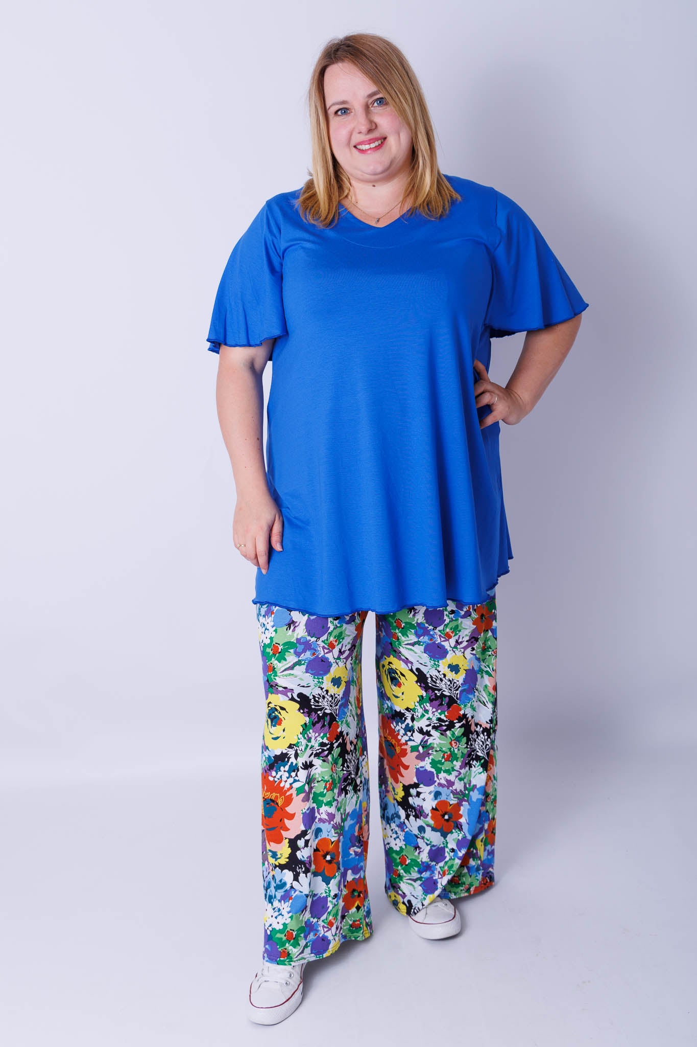 Wijde broek Judith zomerse weide viscose