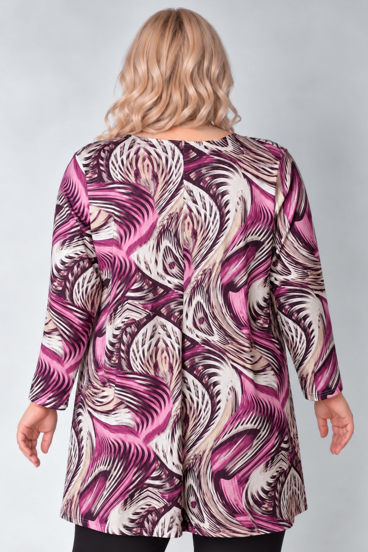 Wijd A-lijn Shirt Durkje | Berry Feathers | Soft Knit | Lange mouw | Ronde hals |96 cm