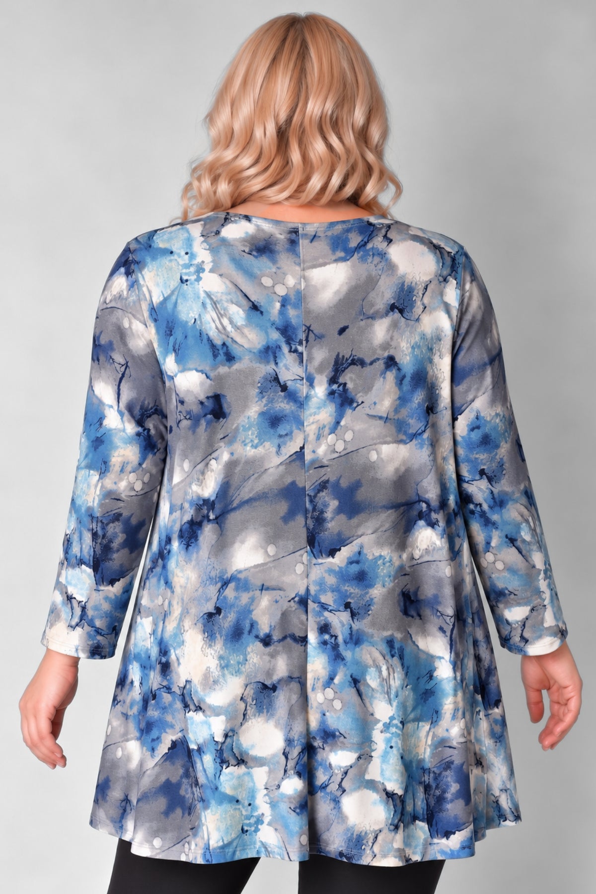 Wijd A-lijn Shirt Durkje | Frozen Sky | Soft Knit | Lange mouw | Ronde hals |96 cm