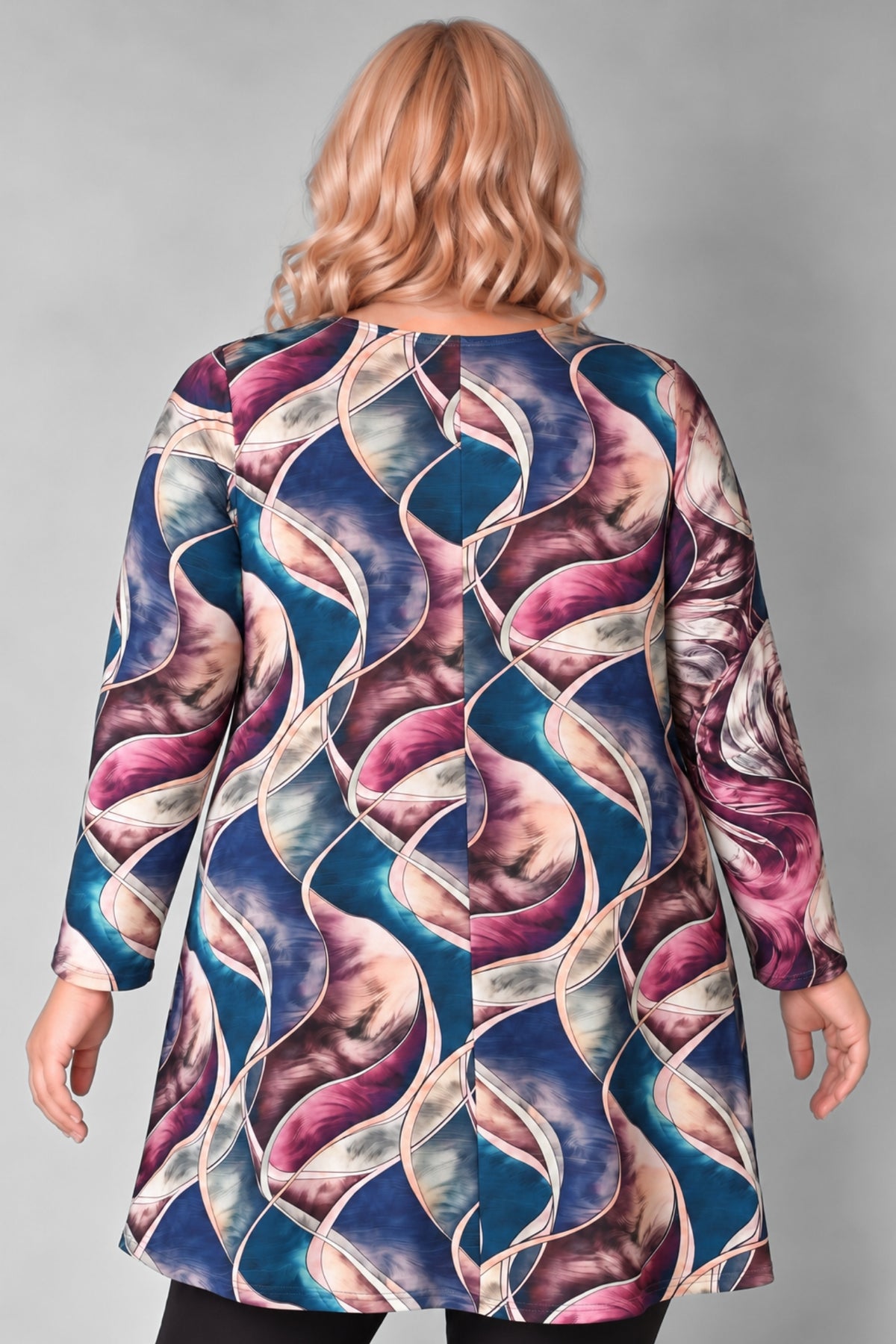 Wijd A-lijn Shirt Durkje | Mystic Ribbons | Soft Knit | Lange mouw | Ronde hals | 96 cm