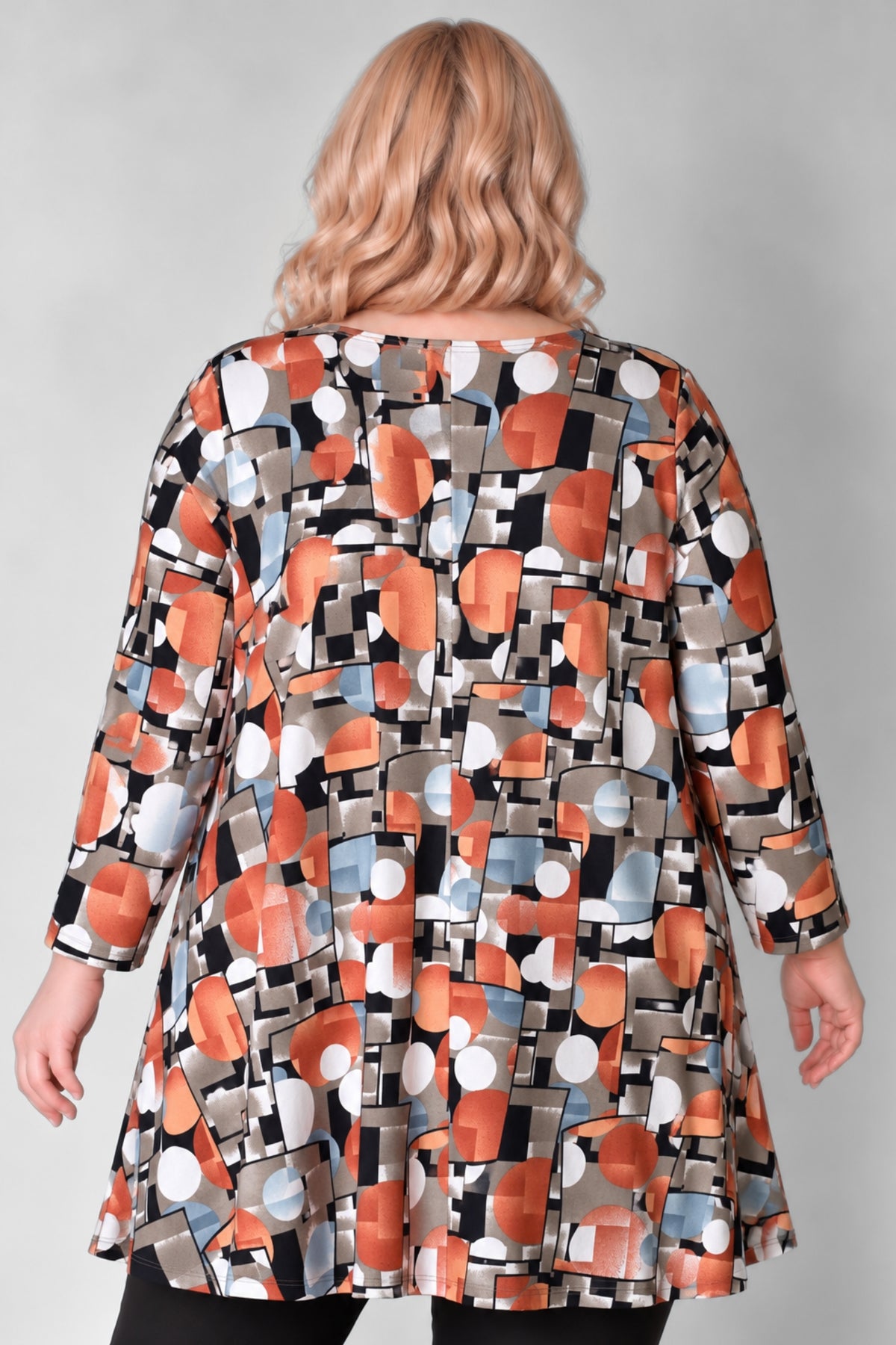 Wijd A-lijn Shirt Durkje | Retro Geometry | Soft Knit | Lange mouw | Ronde hals |96 cm