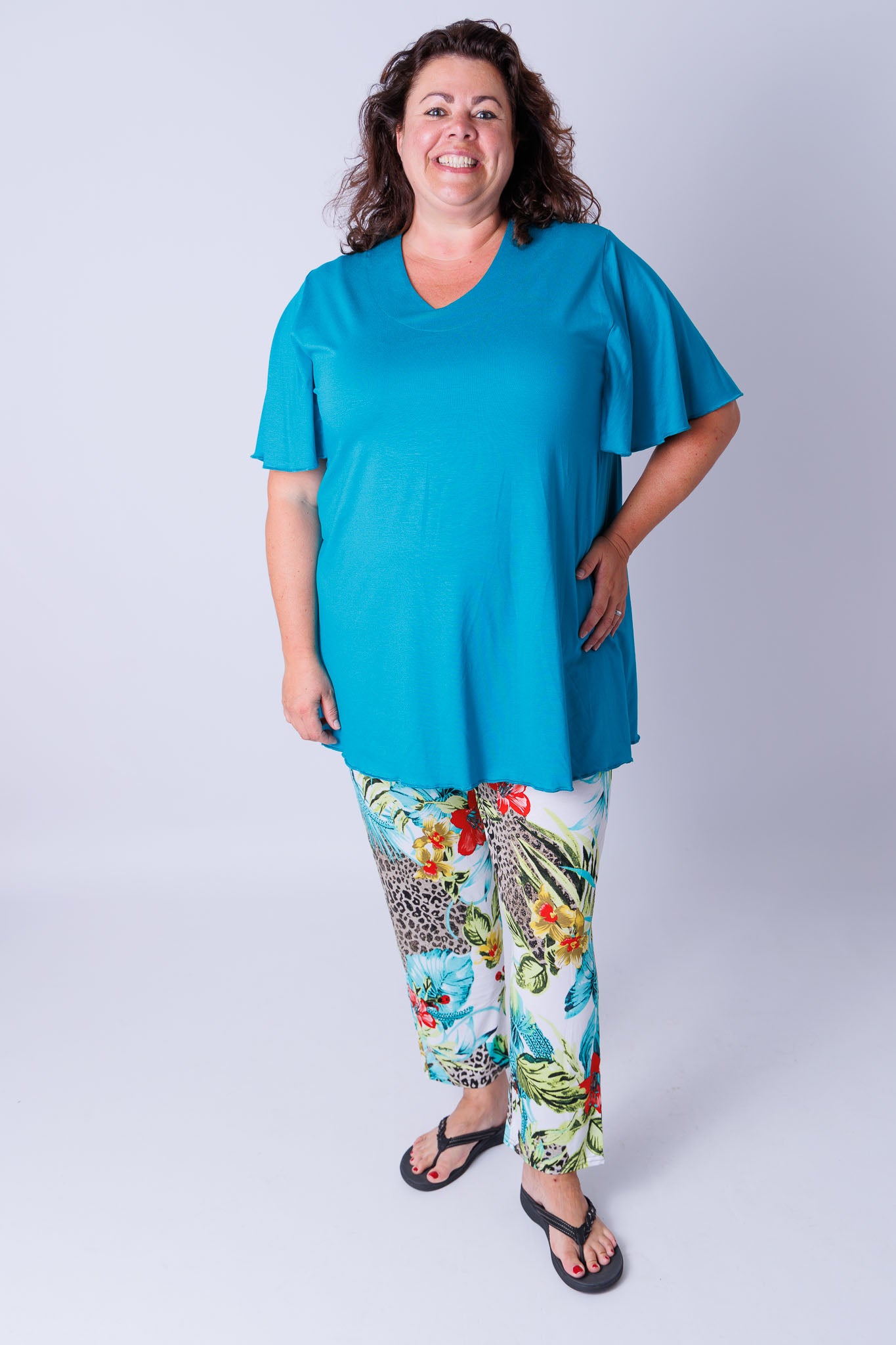 Broek comfy tropisch dieren print viscose